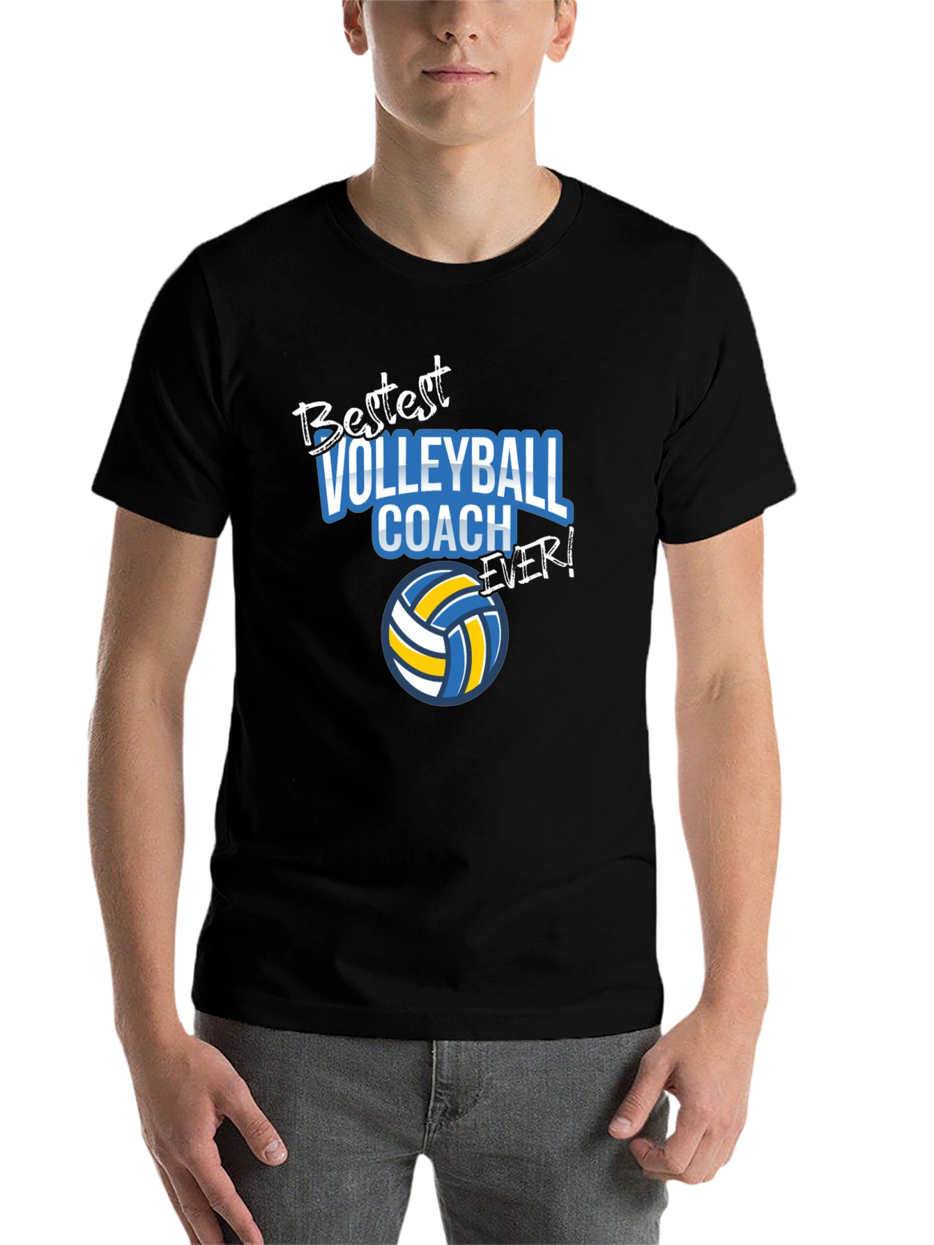 Black Bestest Volleyball Coach Ever! T-Shirt view 7