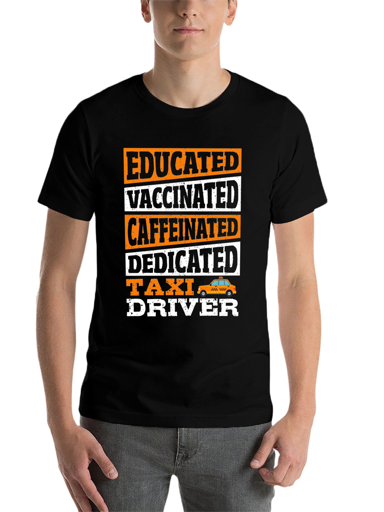Black Educated Vaccinated Taxi Driver T-Shirt view 7