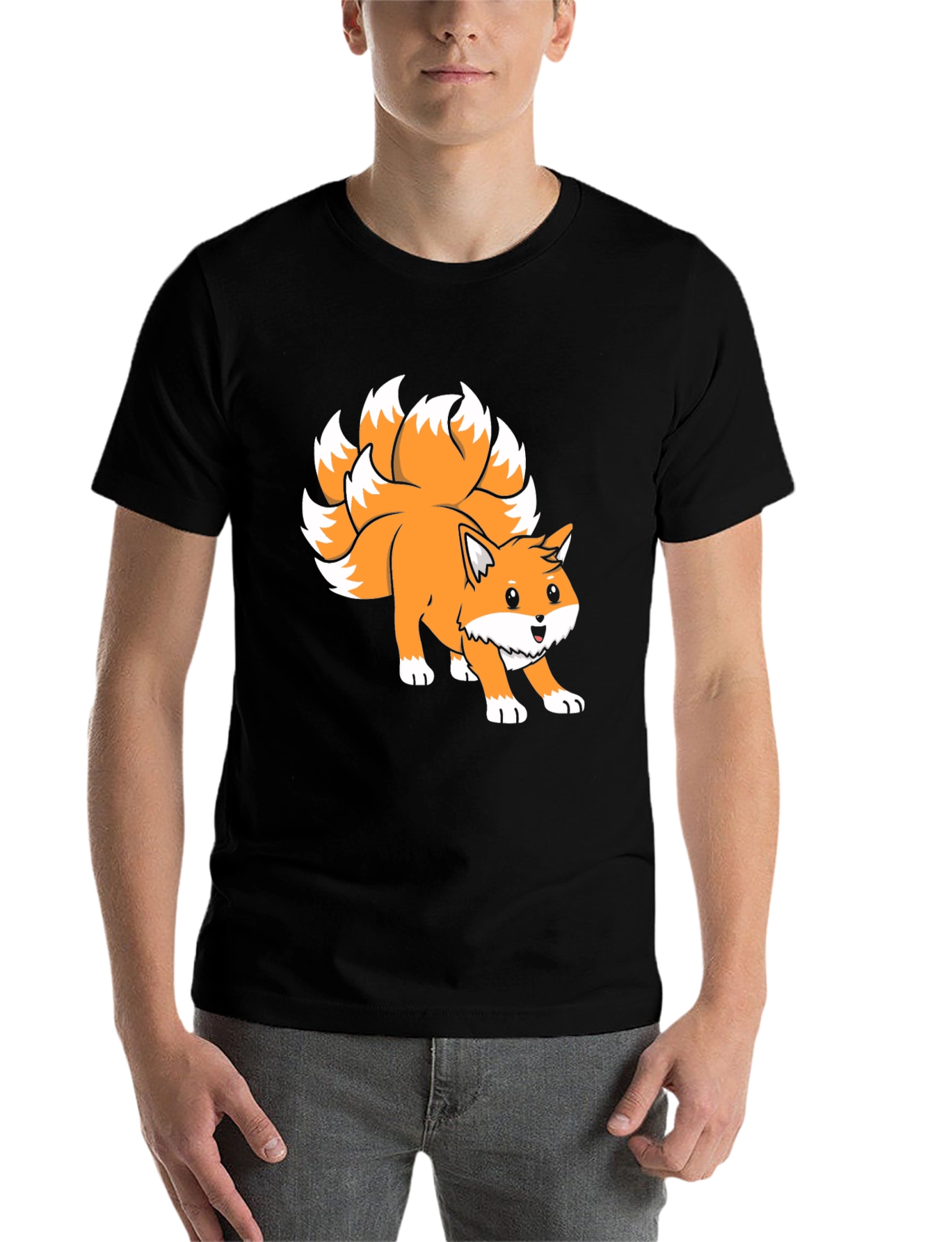 Black Nine-Tailed Fox Graphic Tee view 7