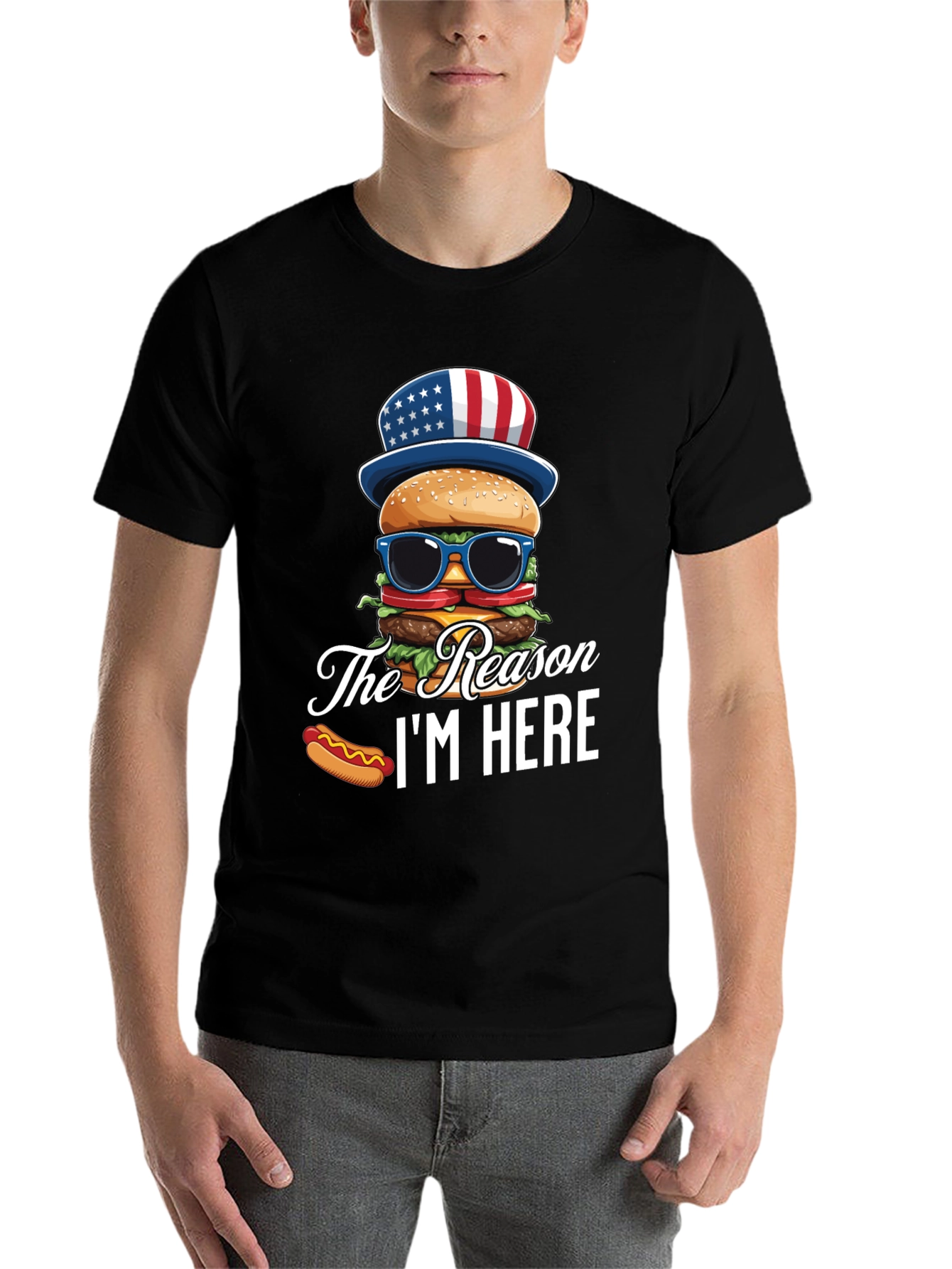Black Patriotic Burger T-Shirt - The Reason I'm Here view 7