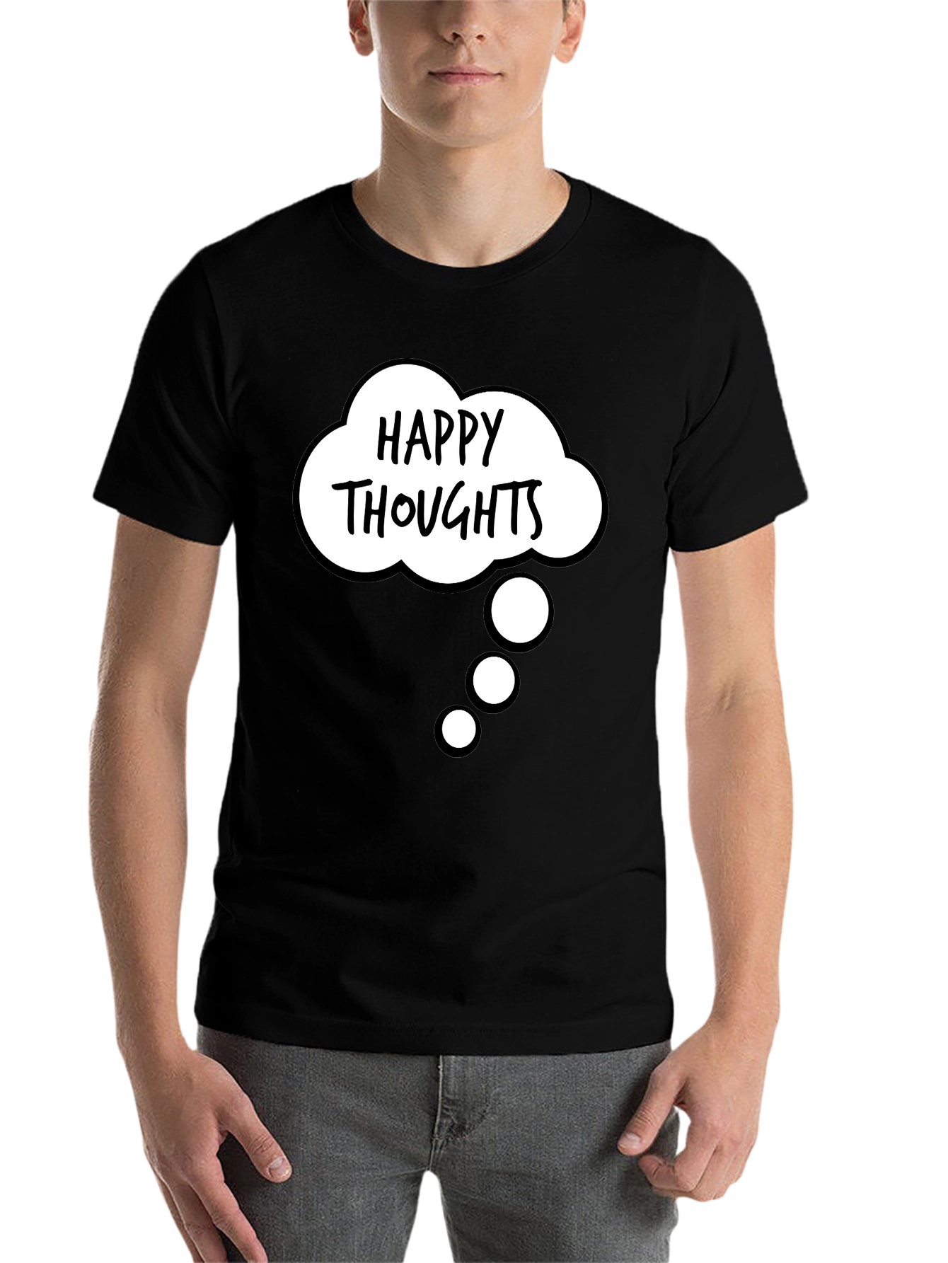 Black Happy Thoughts Graphic T-Shirt view 7