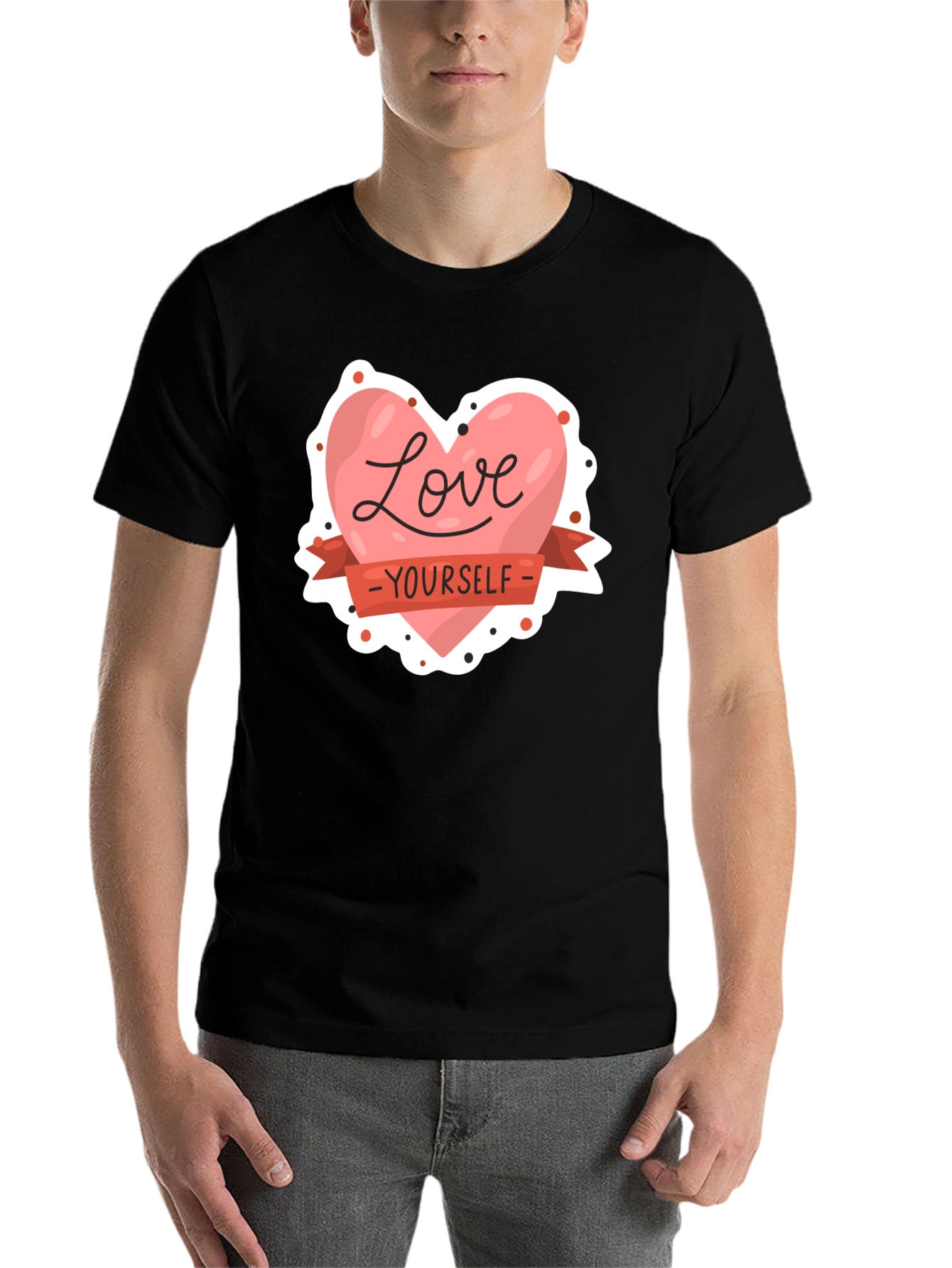 Black Love Yourself Graphic Tee - Black Cotton Shirt view 7