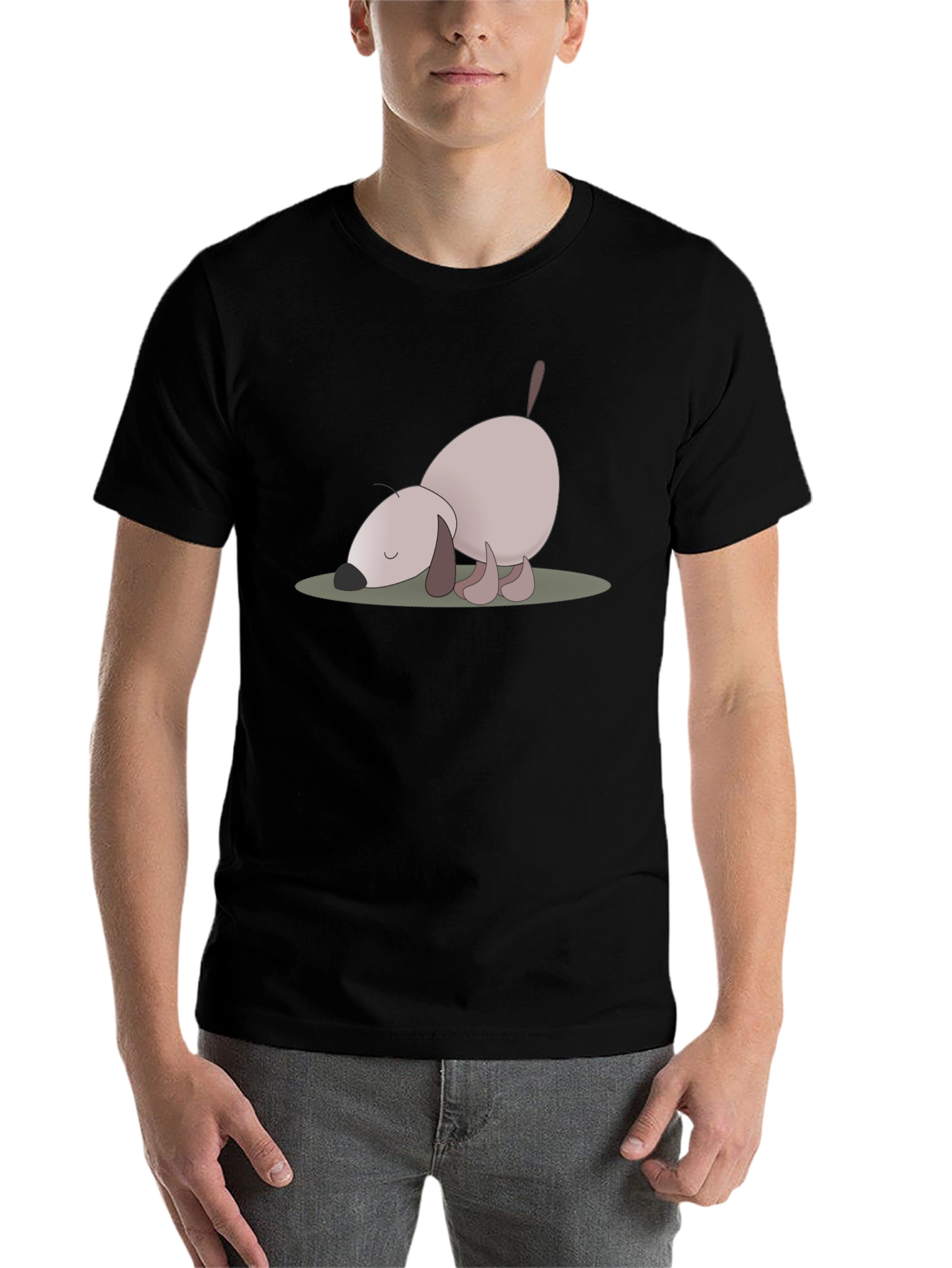 Black Cute Cartoon Dog Graphic Tee view 7