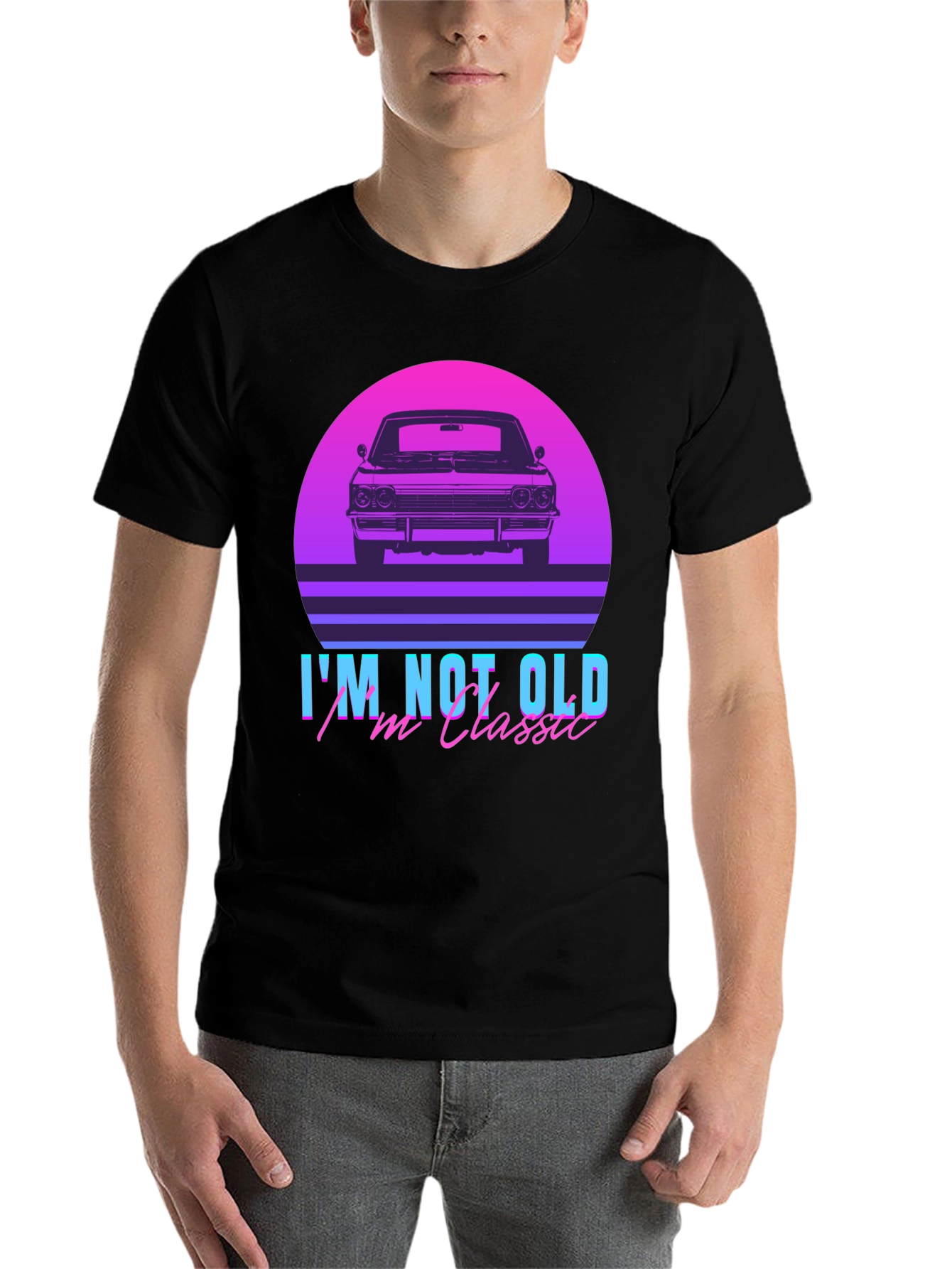 Black Classic Car Retro T-Shirt - I'm Not Old, I'm Classic view 7