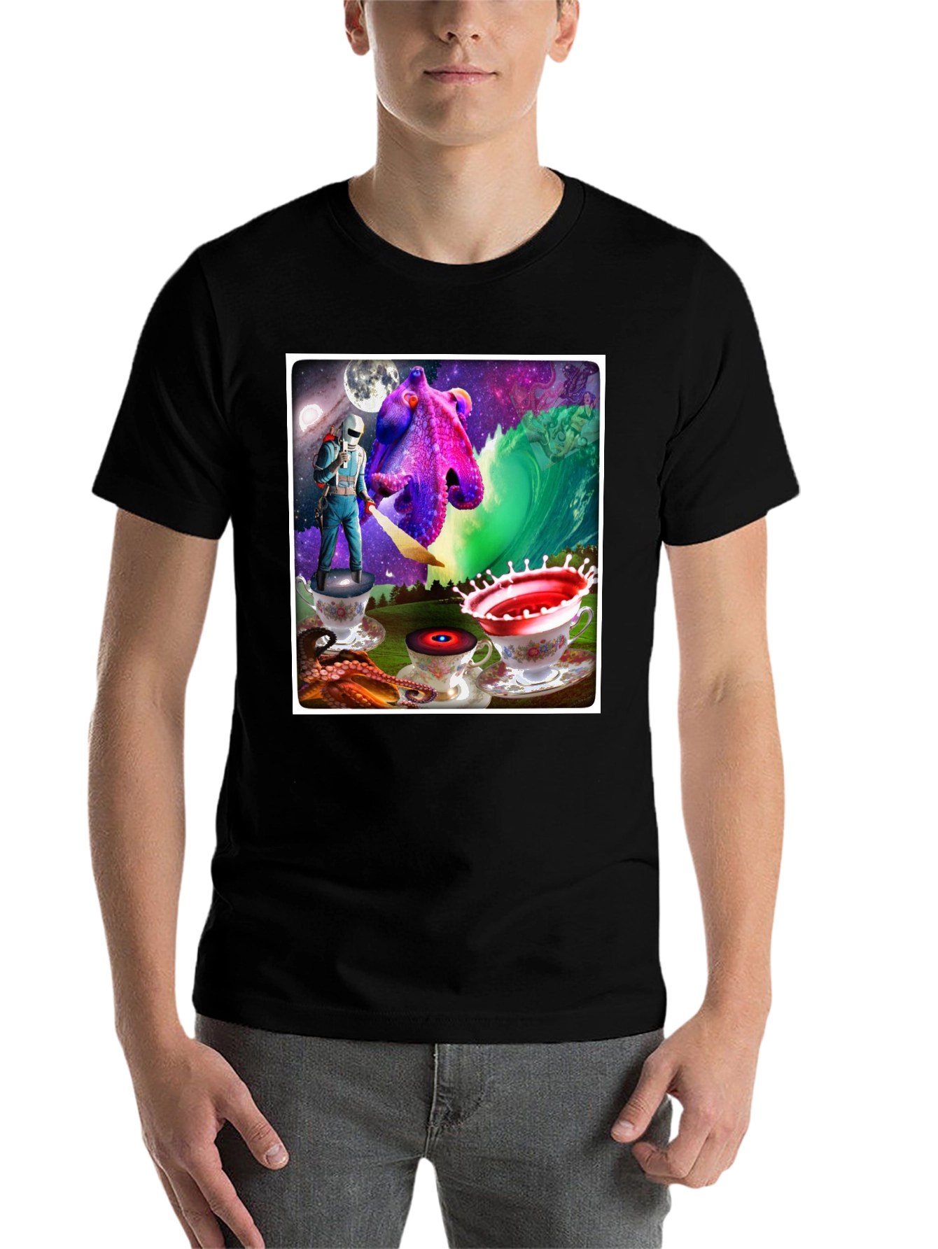 Black Cosmic Octopus T-Shirt view 7