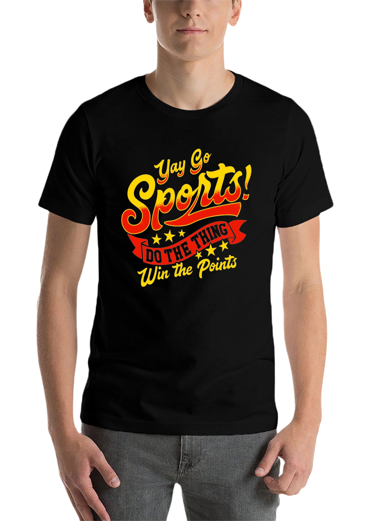 Black Yay Go Sports! T-Shirt - Win the Points Funny Tee view 7