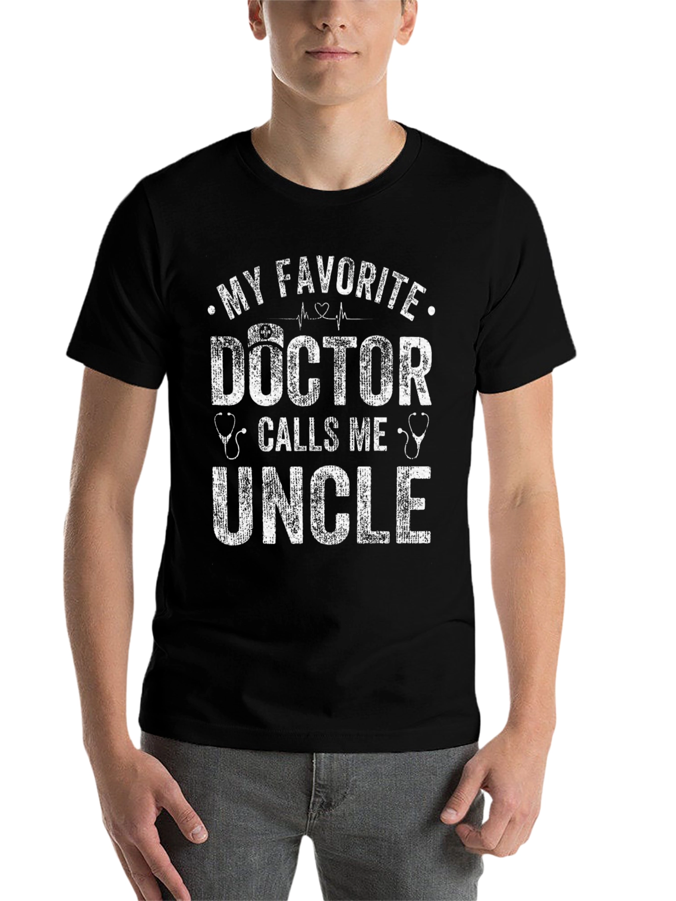 Black My Favorite Doctor Calls Me Uncle T-Shirt view 7