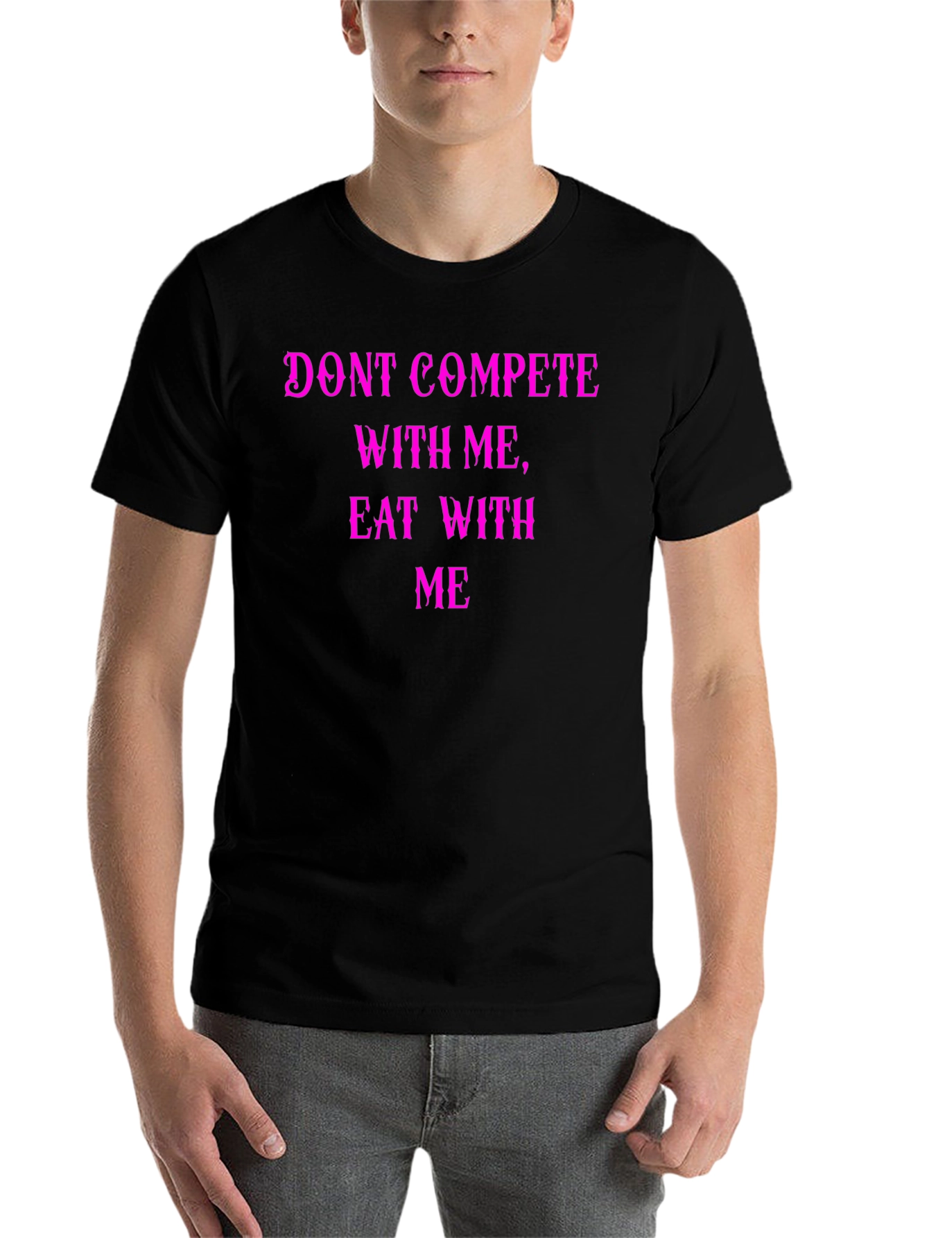 Black Funny Eat With Me Graphic Tee view 7