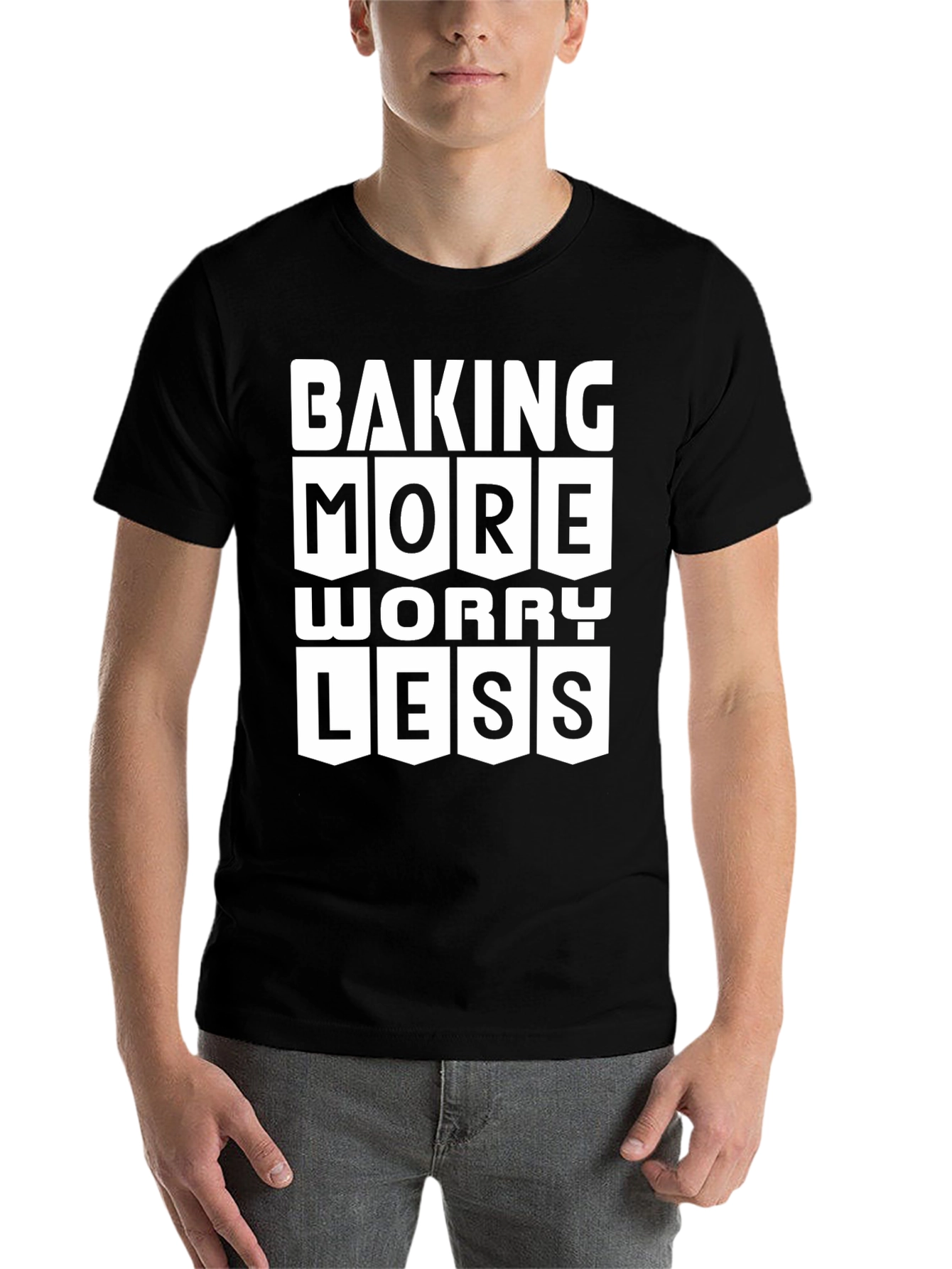 Black Baking More Worry Less Graphic Tee view 7
