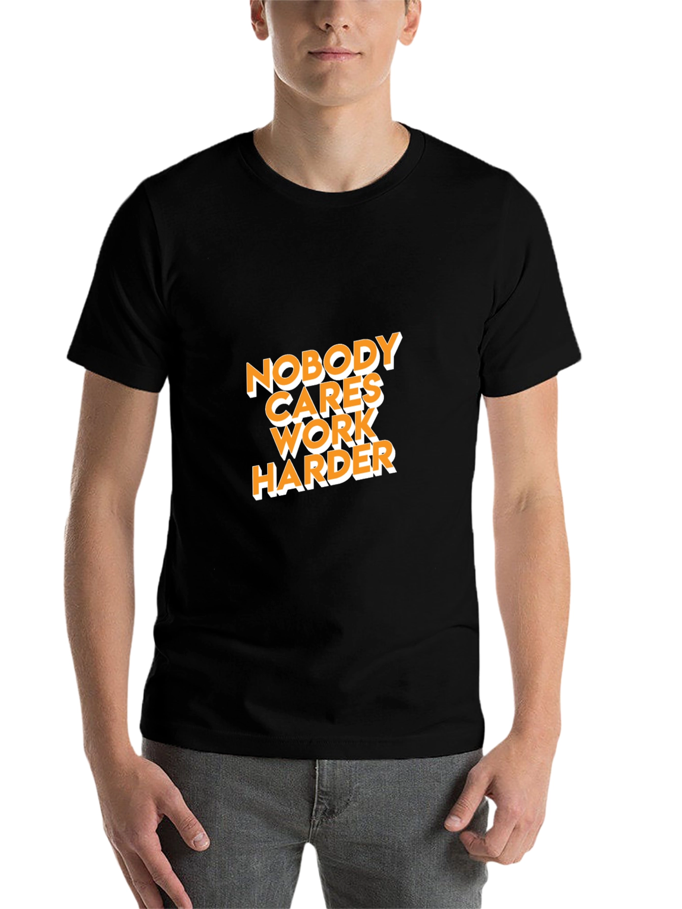 Black Nobody Cares Work Harder Graphic Tee view 7