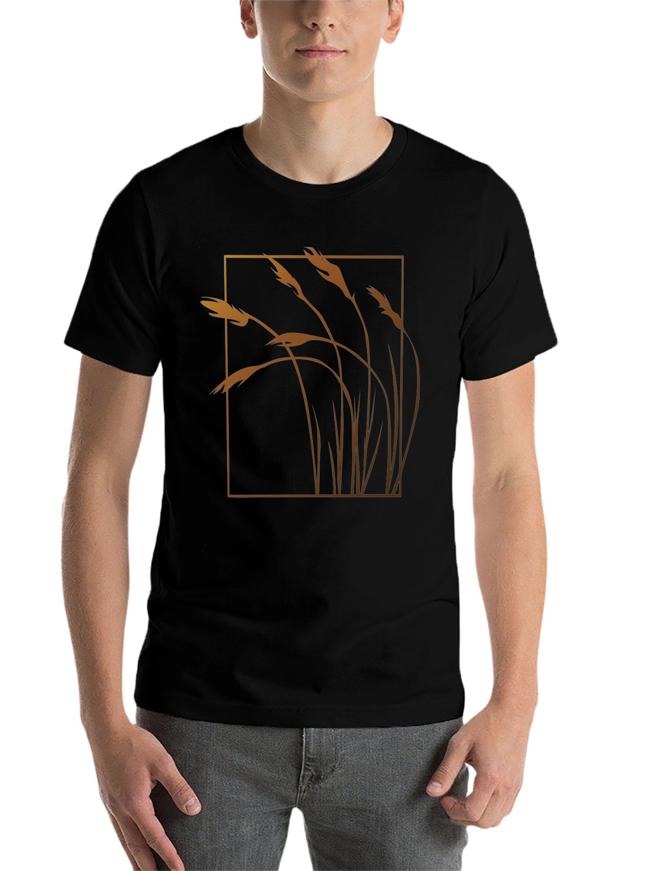Black Wheat Field Graphic Tee - Black Cotton Blend view 7