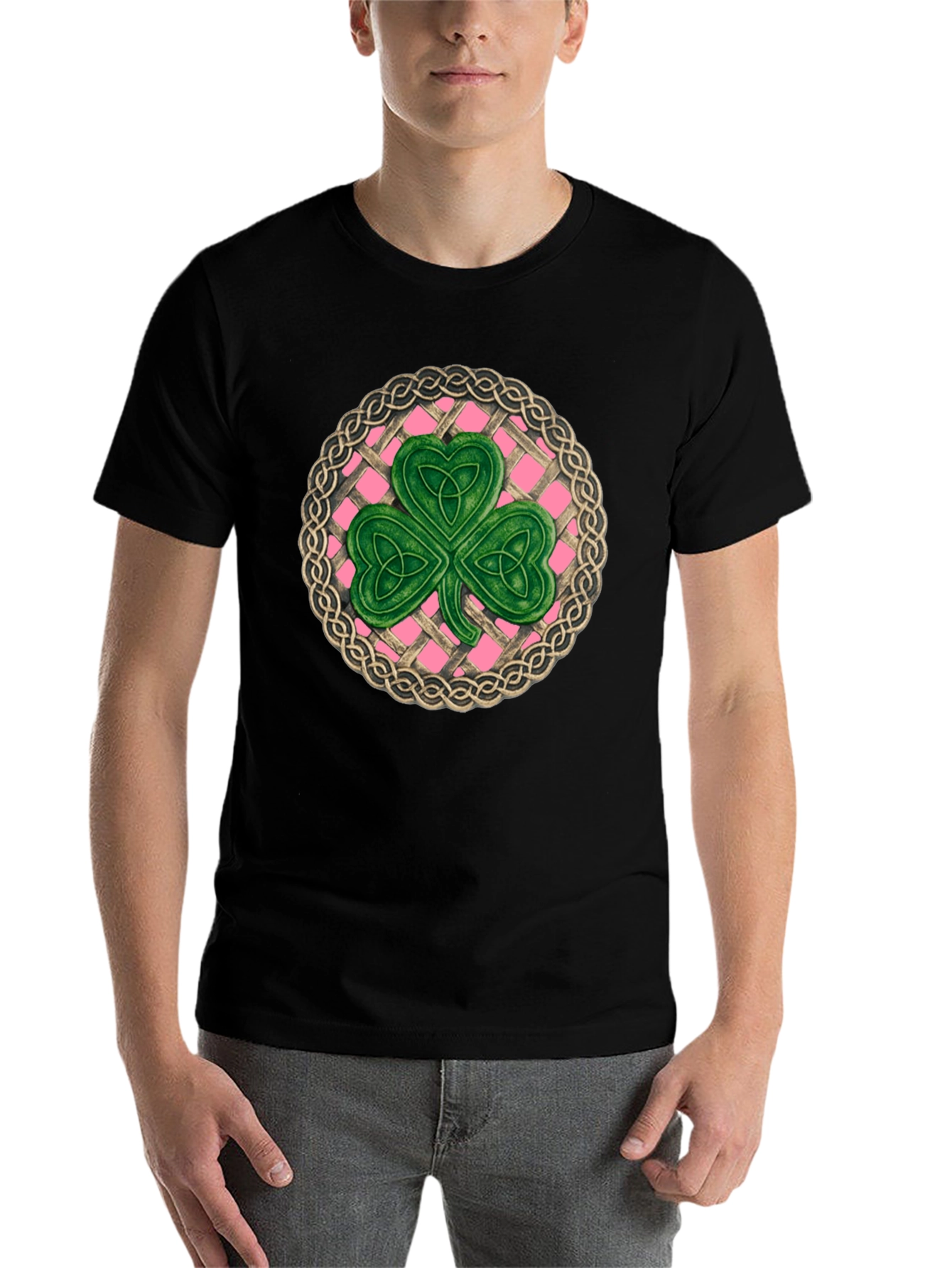 Black Celtic Knot Shamrock T-Shirt - St. Patrick's Day view 7