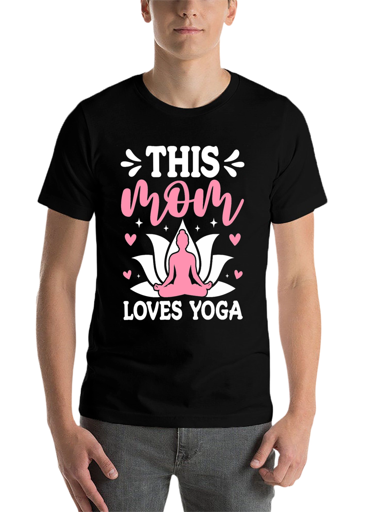 Black This Mom Loves Yoga T-Shirt - Comfortable & Stylish view 7