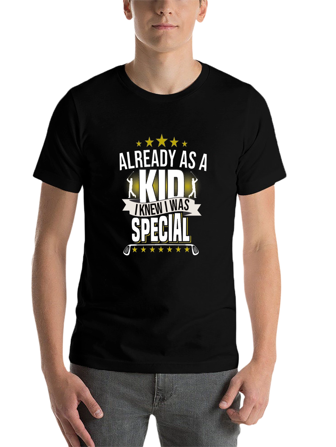 Black Funny Golfing T-Shirt: Already As A Kid Special Tee view 7