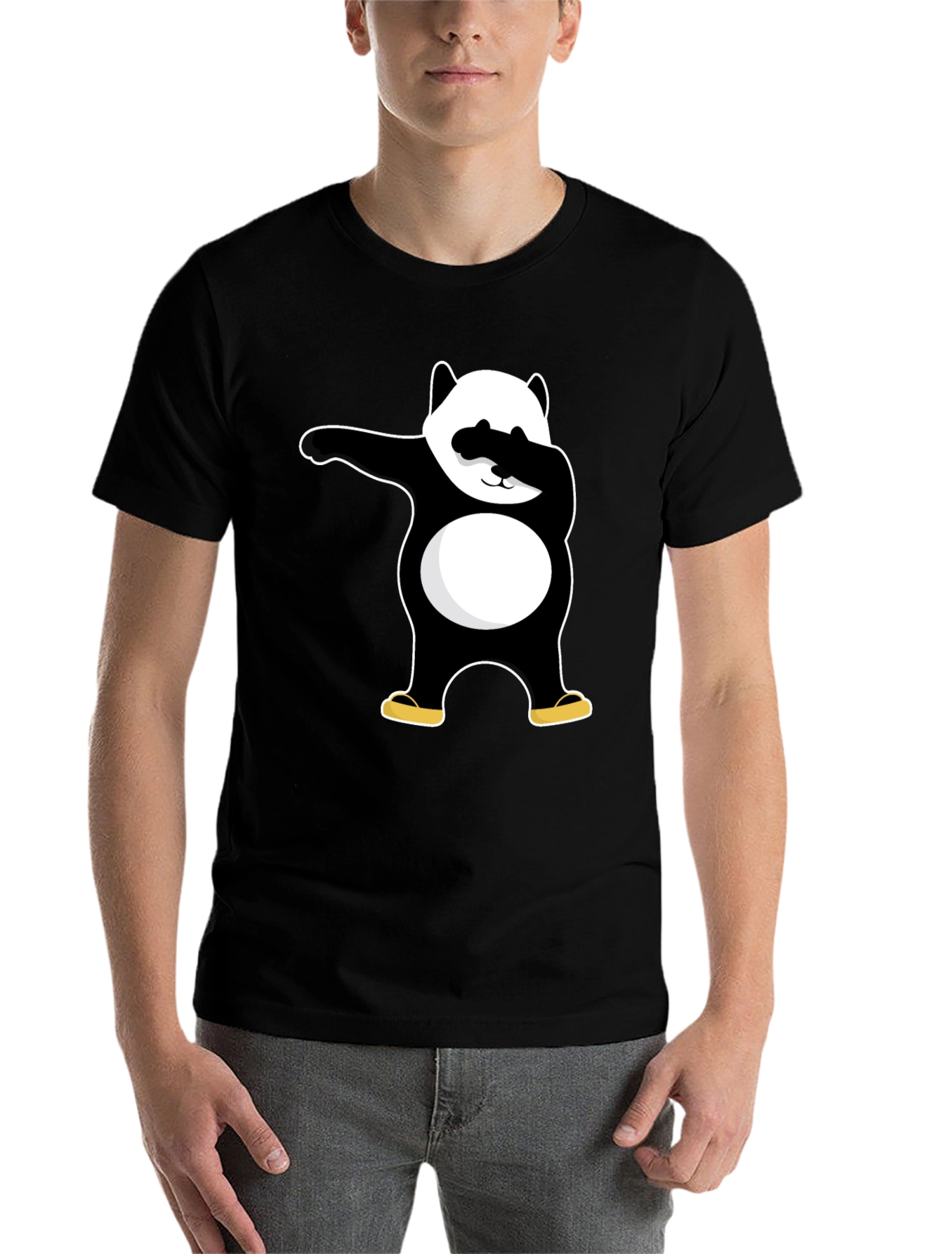 Black Dabbing Panda Black T-Shirt - Cool Graphic Tee view 7