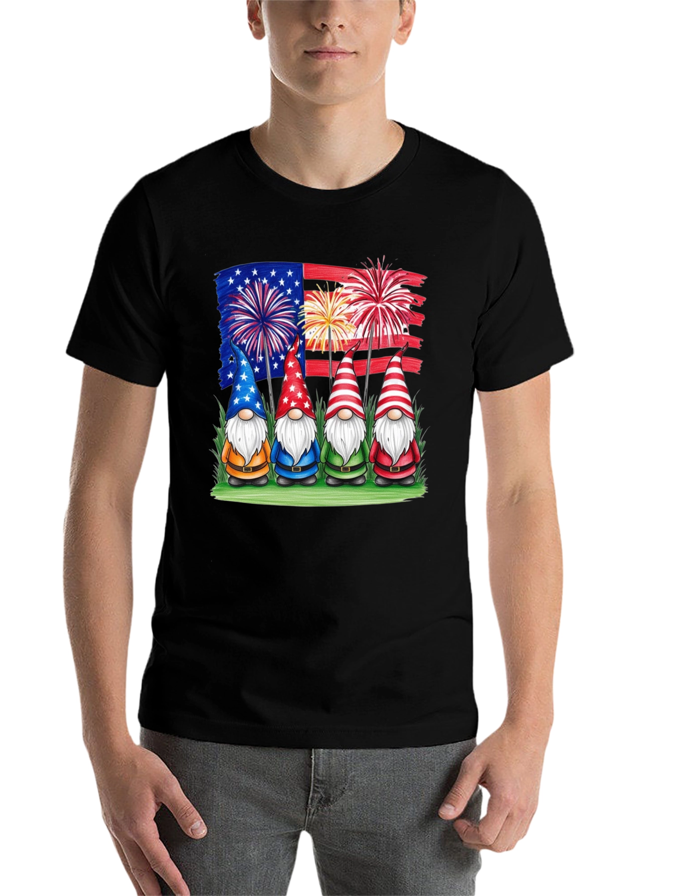 Black Patriotic Gnomes T-Shirt - USA Pride! view 7