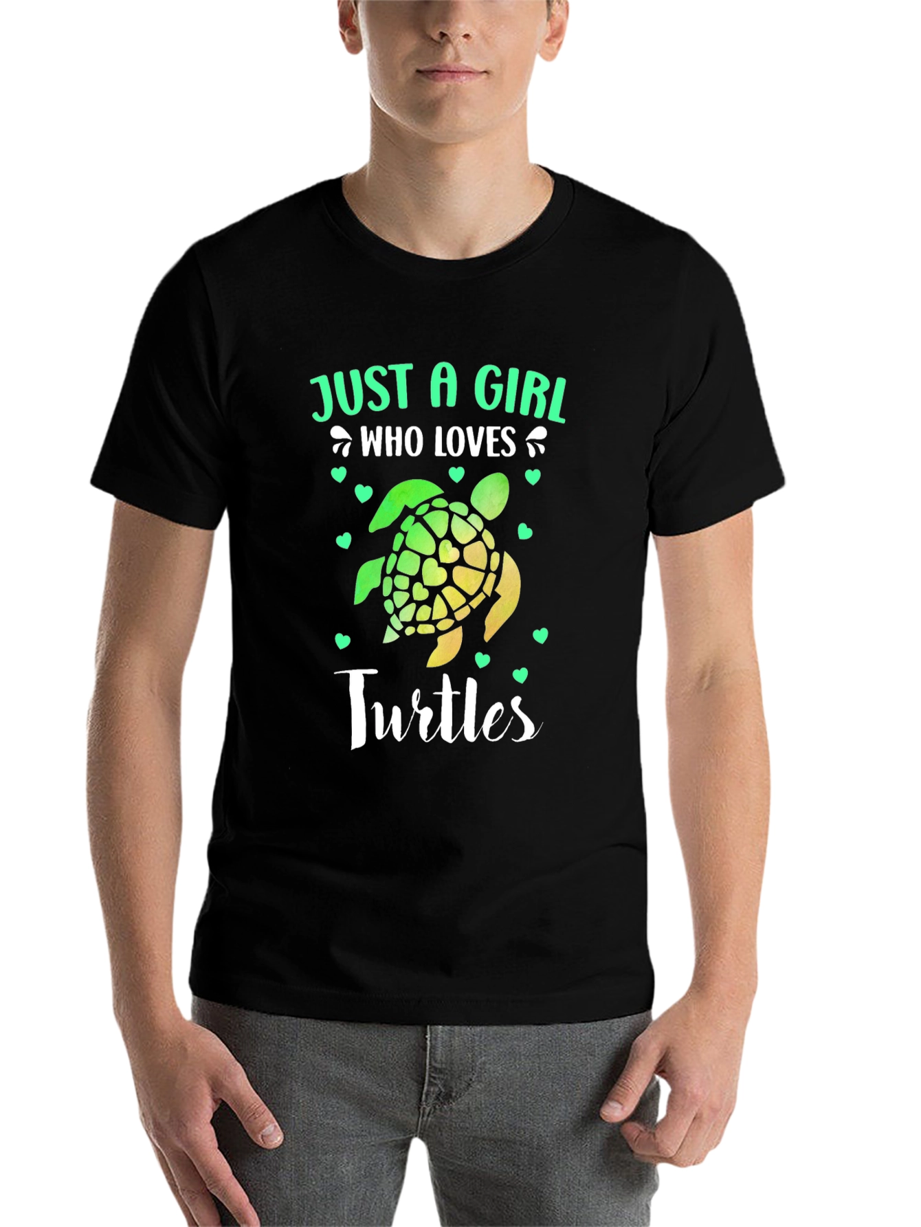 Black Just A Girl Who Loves Turtles T-Shirt view 7
