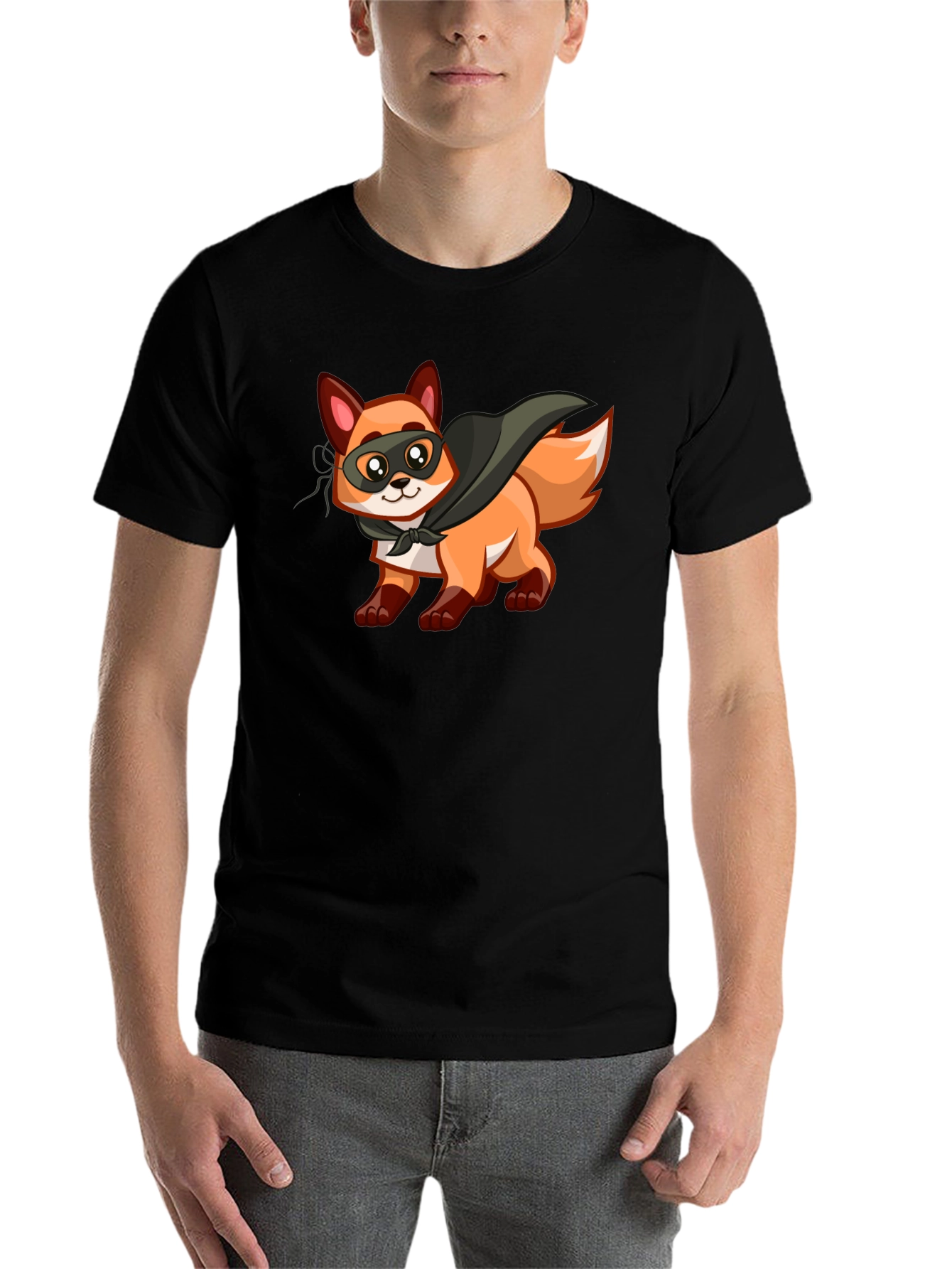 Black Hero Fox Graphic T-Shirt - Soft Cotton Tee view 7