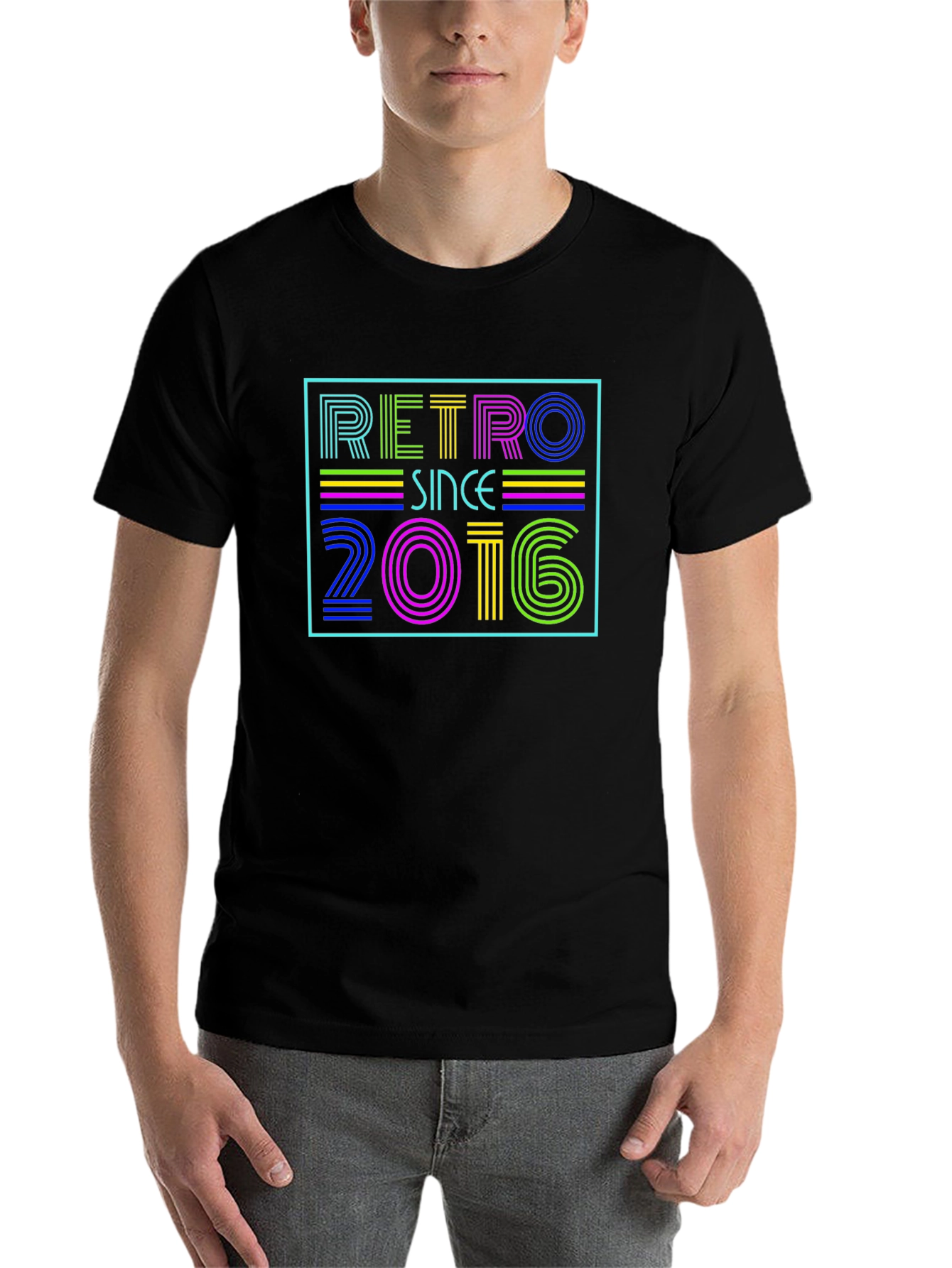 Black Retro Since 2016 Graphic T-Shirt view 7