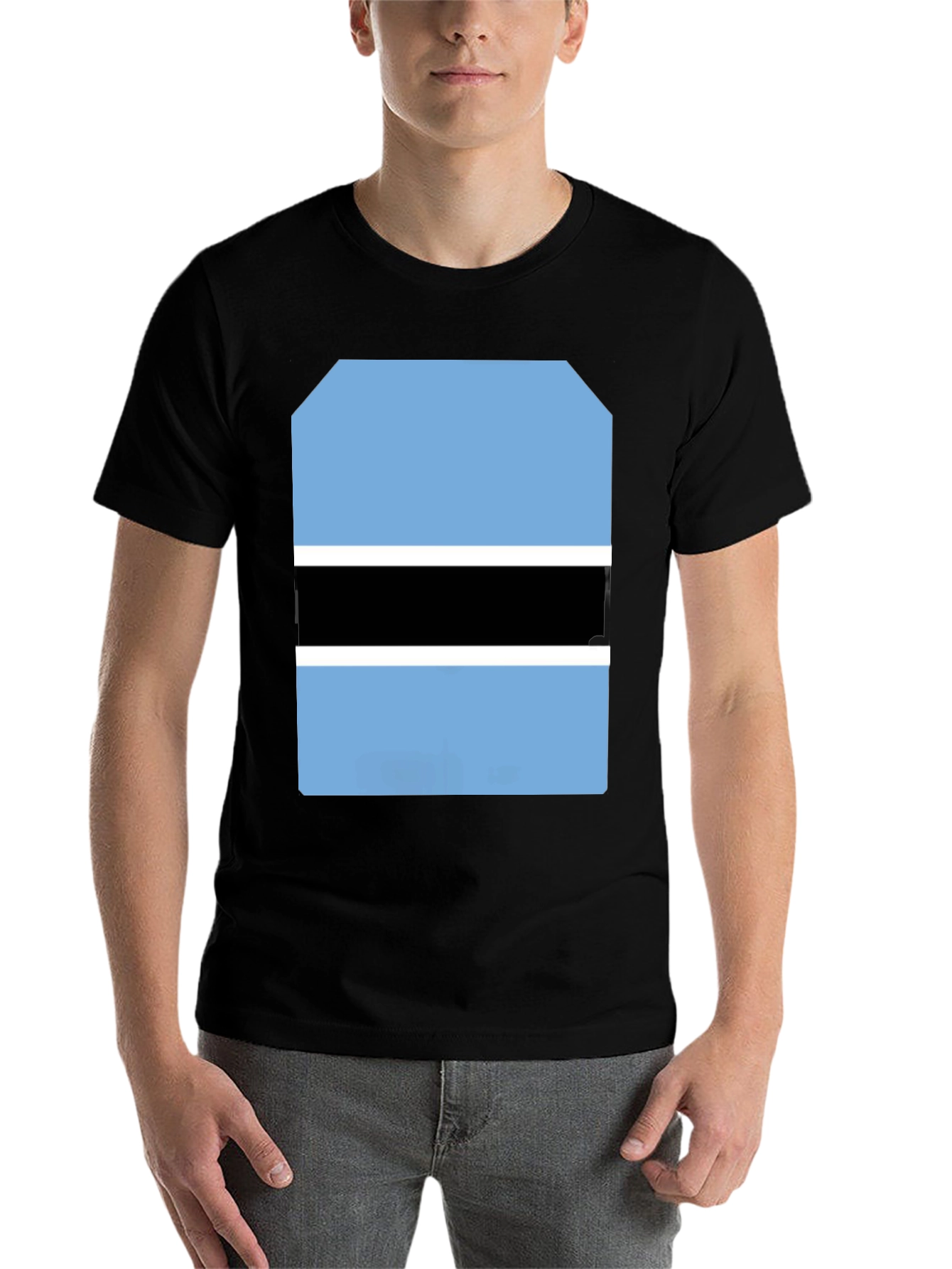 Black Botswana Flag Graphic Tee - Black Cotton T-Shirt view 7