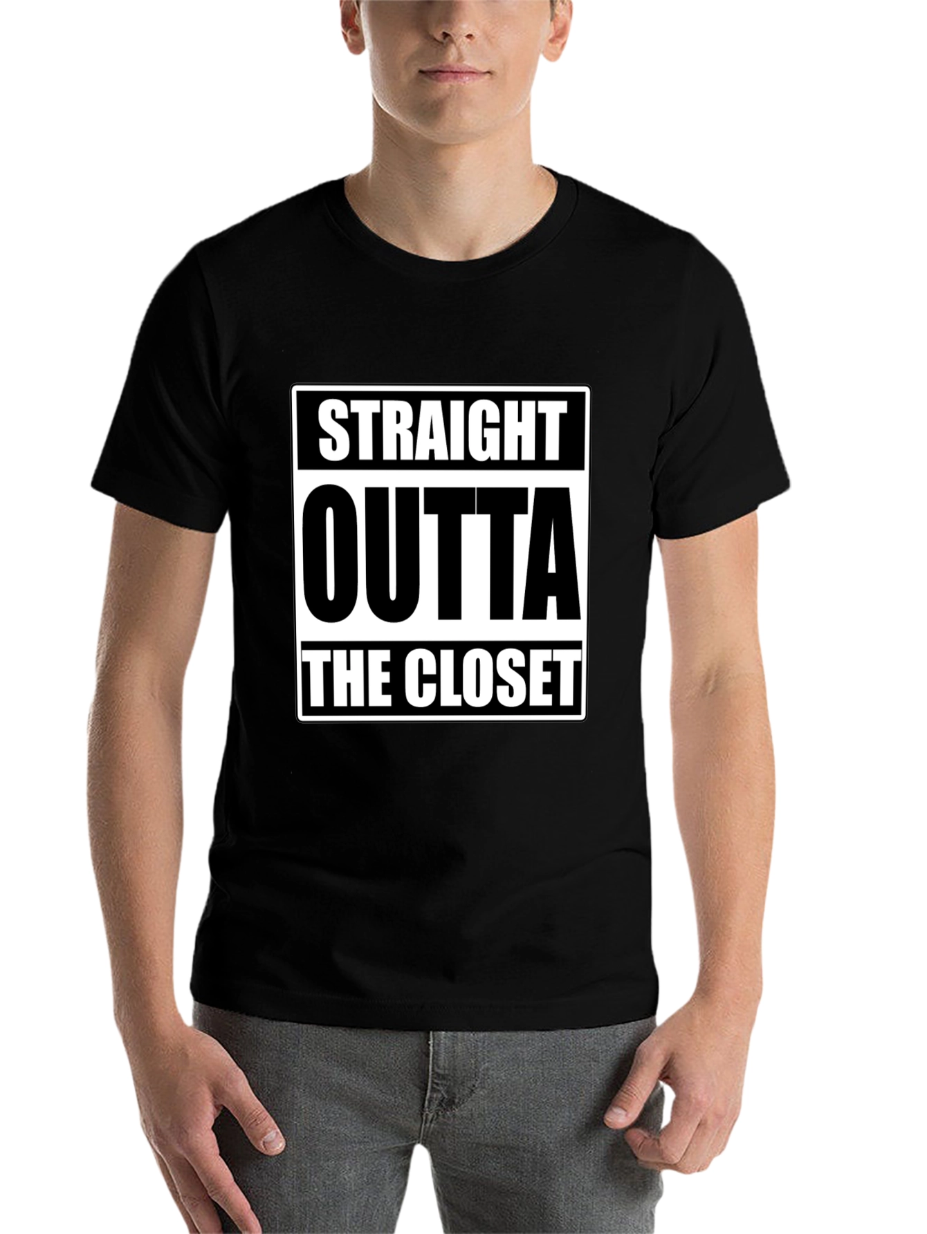 Black Straight Outta The Closet Black T-Shirt view 7
