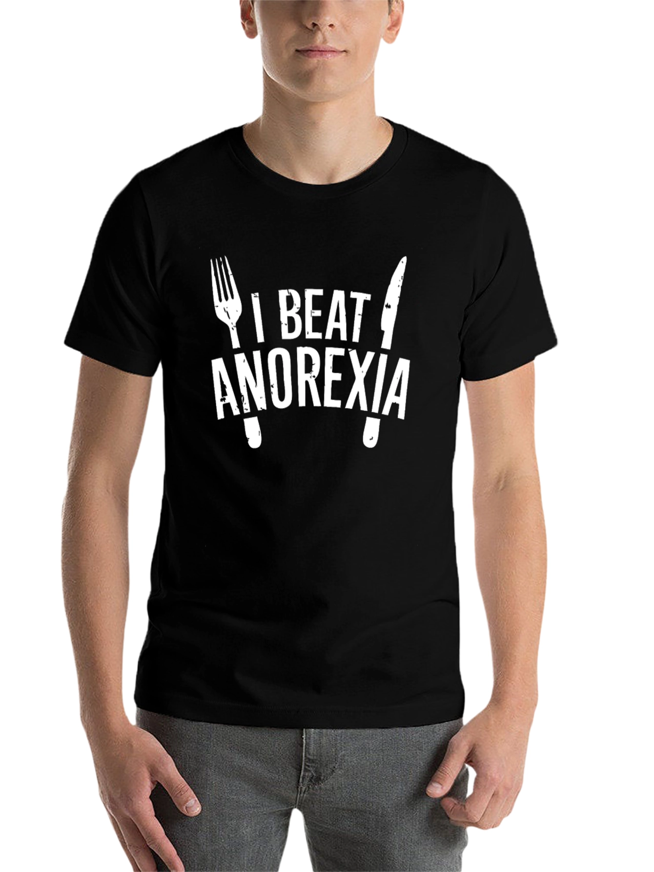 Black I Beat Anorexia Graphic Tee view 7