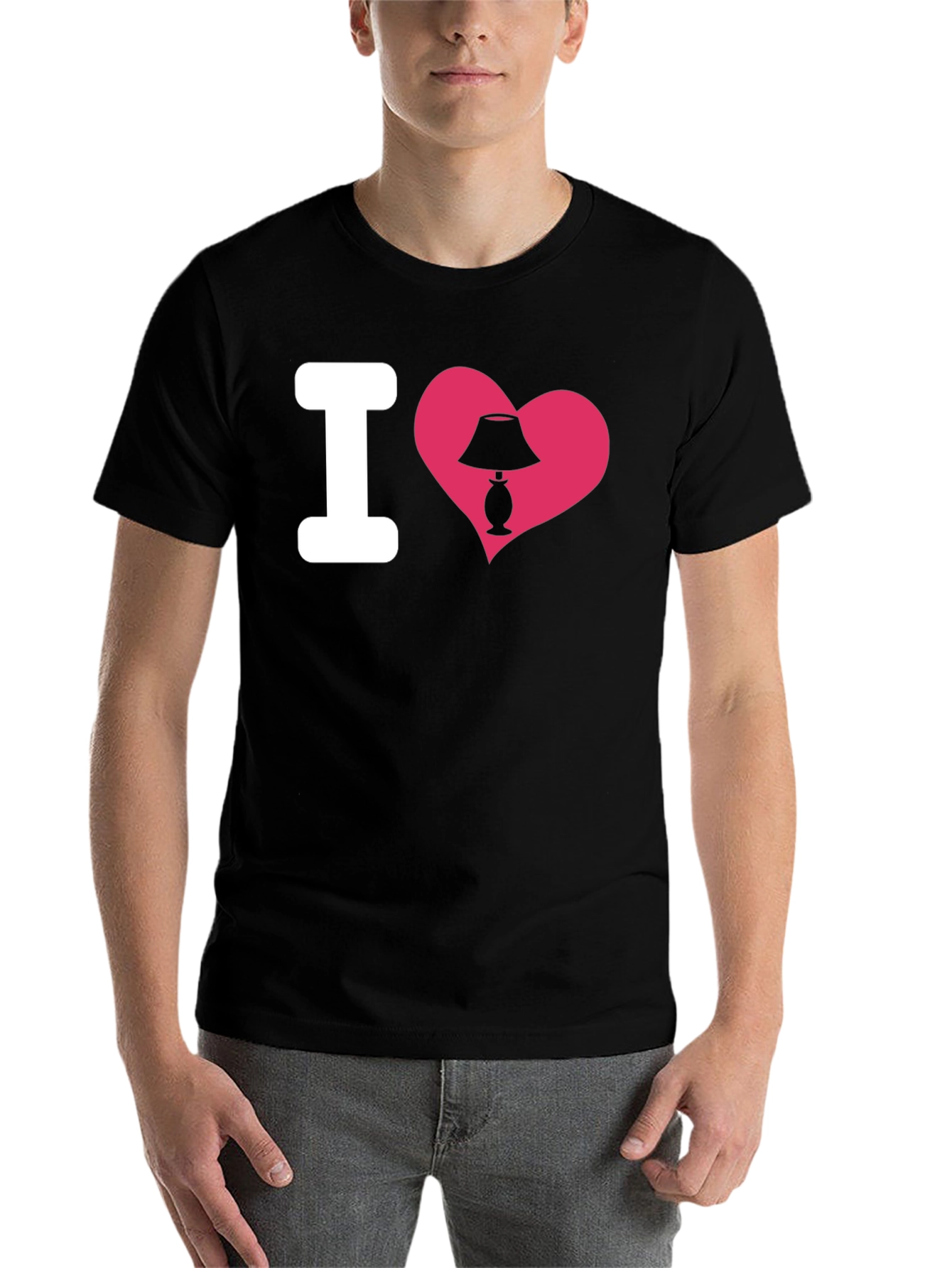 Black I Heart Lamp T-Shirt - Novelty Graphic Tee view 7