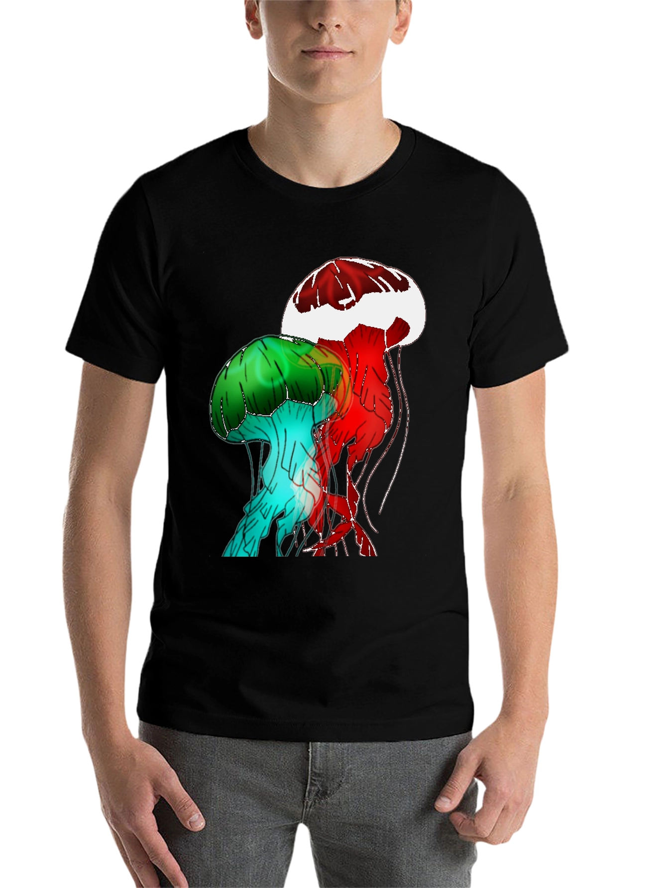 Black Jellyfish Graphic Black T-Shirt view 7