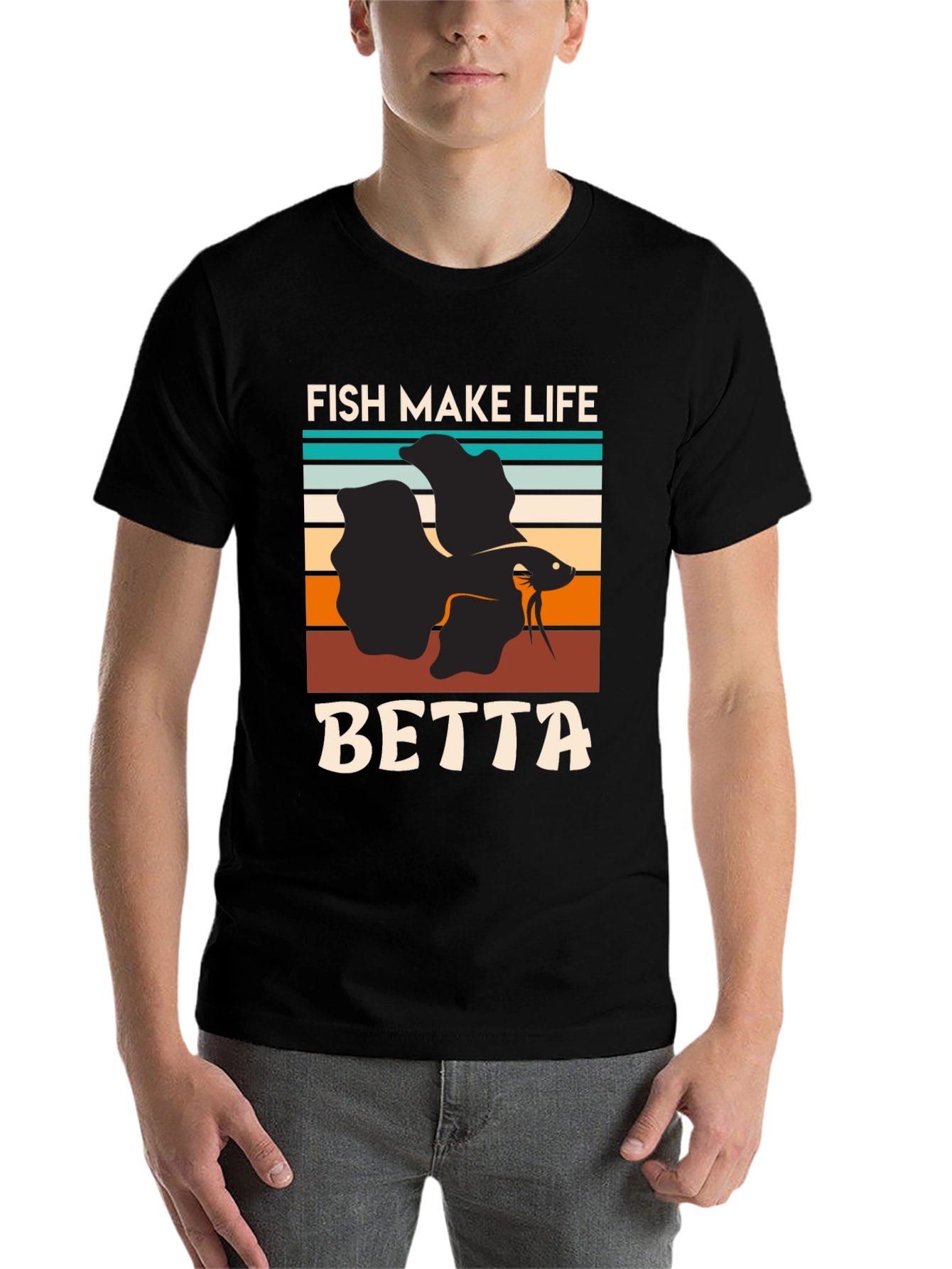 Black Fish Make Life Betta T-Shirt view 7
