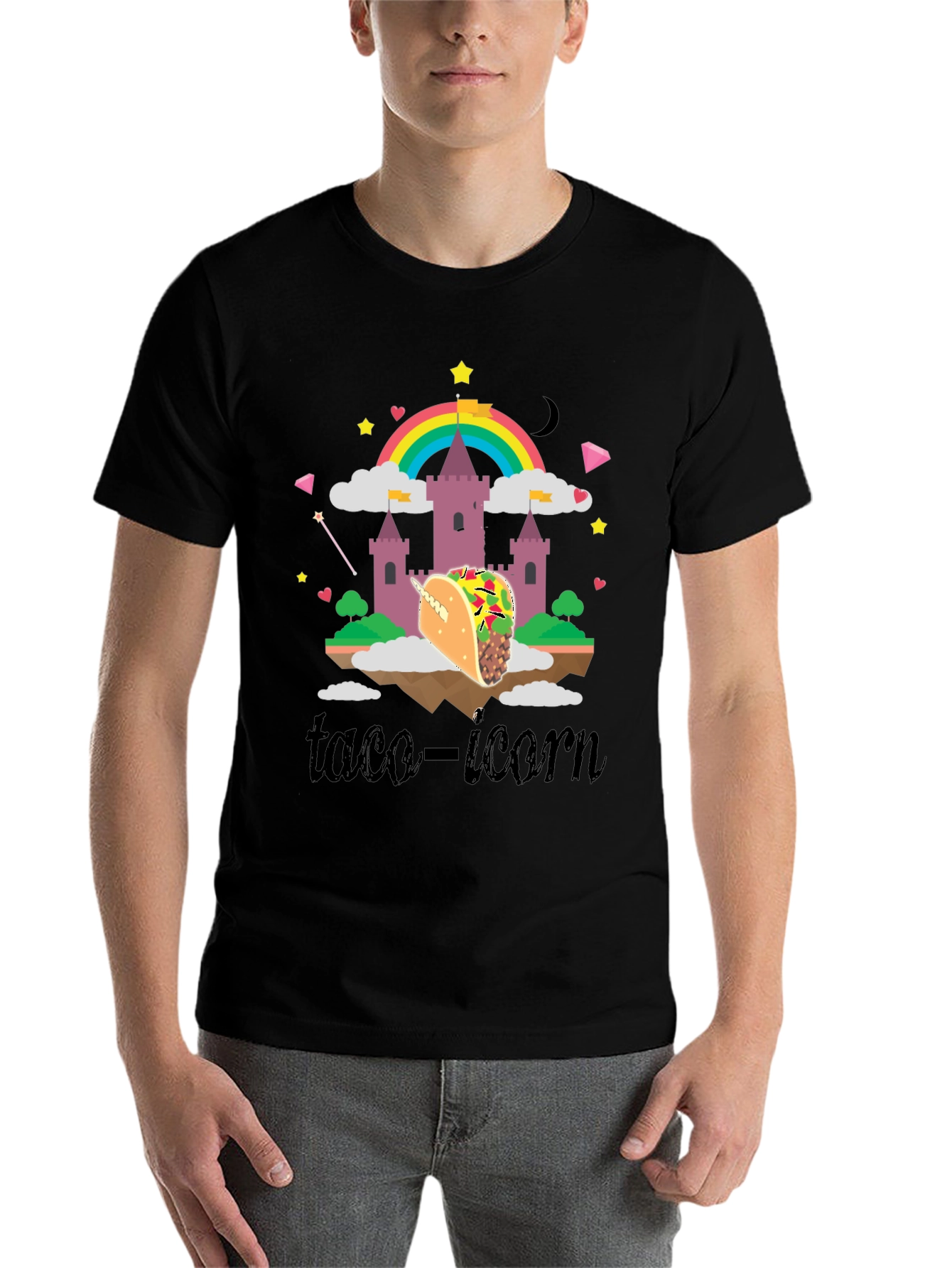 Black Taco-icorn Black Graphic T-Shirt view 7
