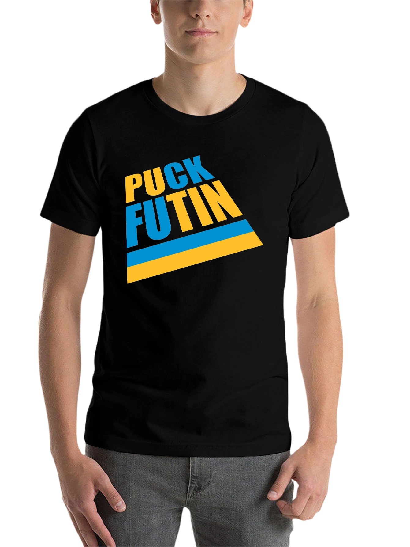 Black Puck Futin Graphic T-Shirt - Black Crew Neck view 7