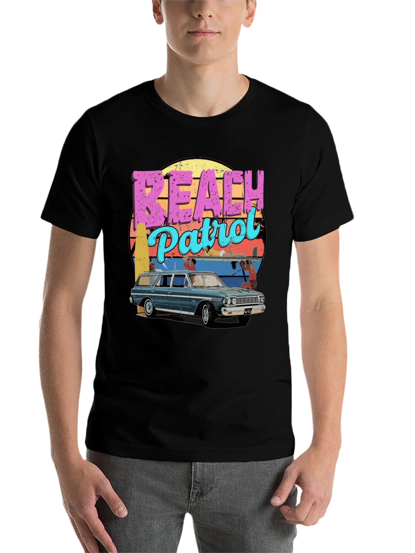 Black Retro Beach Patrol Graphic Tee view 7