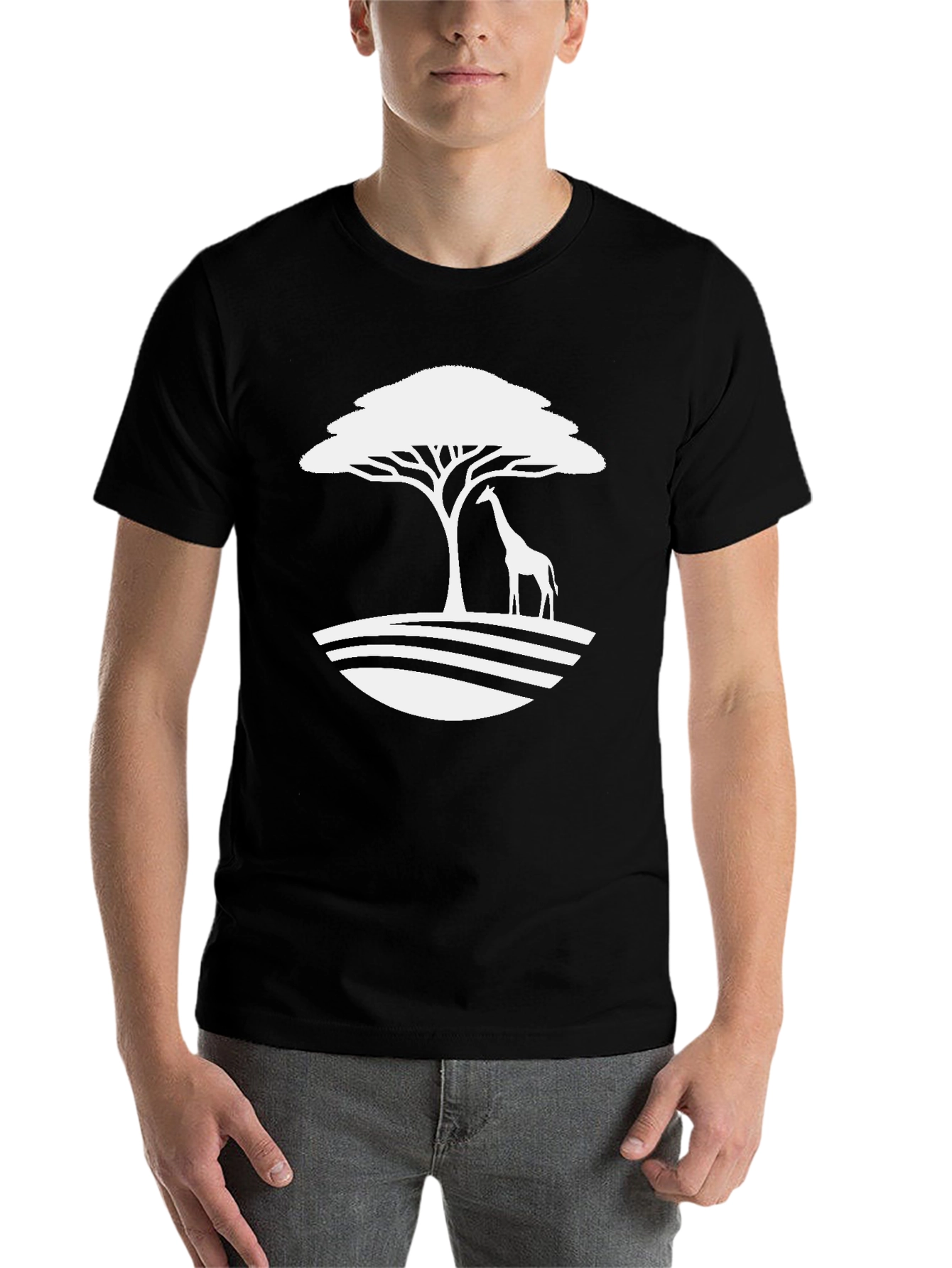Black Giraffe Tree Graphic Tee - Safari Style view 7