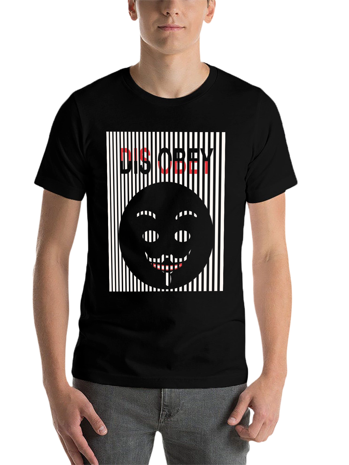 Black Disobey Graphic Tee - Black Cotton T-Shirt view 7