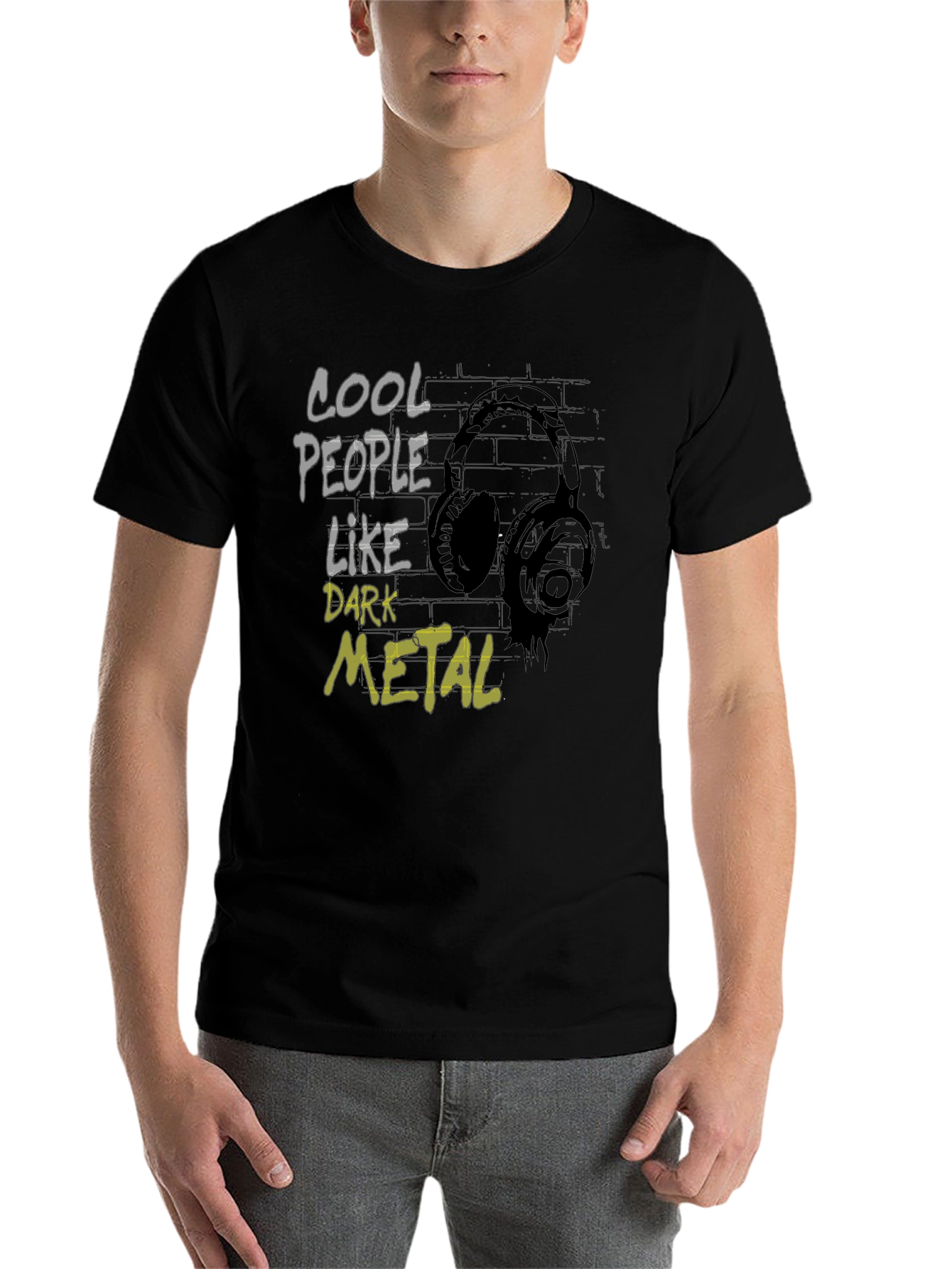 Black Cool People Like Dark Metal Graphic T-Shirt view 7