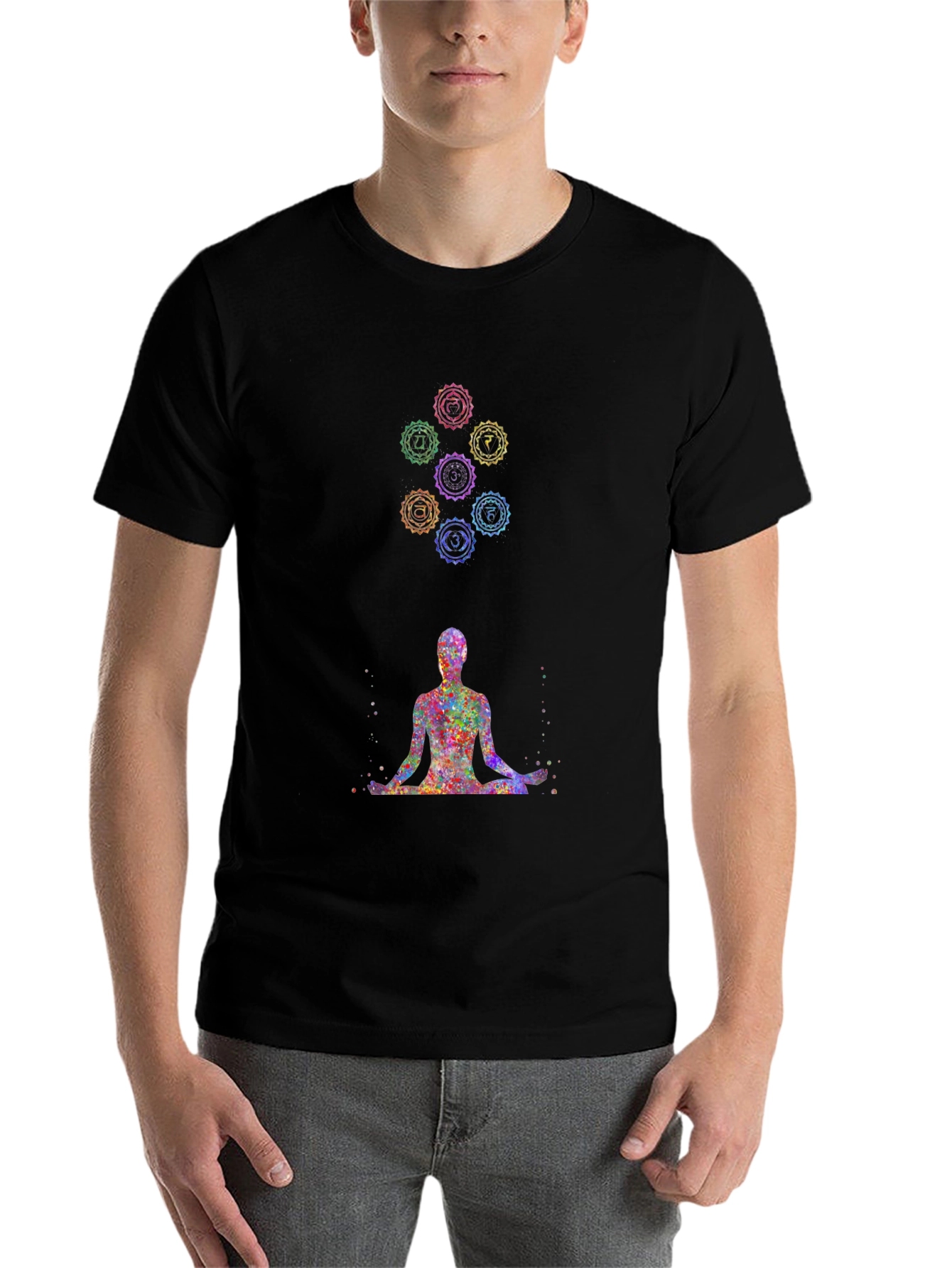 Black Chakra Meditation T-Shirt - Spiritual Design Tee view 7