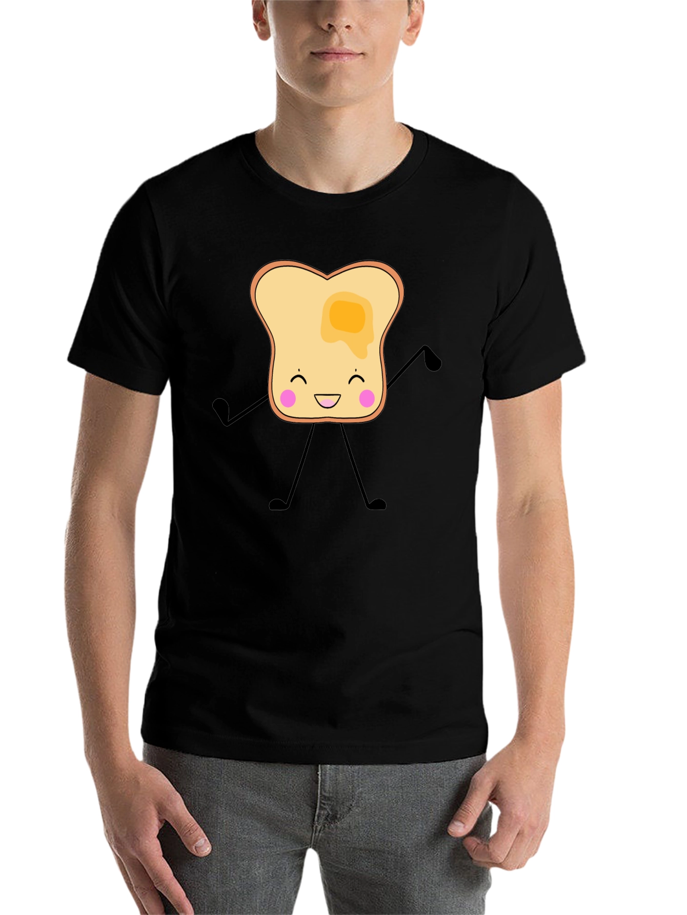 Black Toast Cartoon Graphic T-Shirt view 7