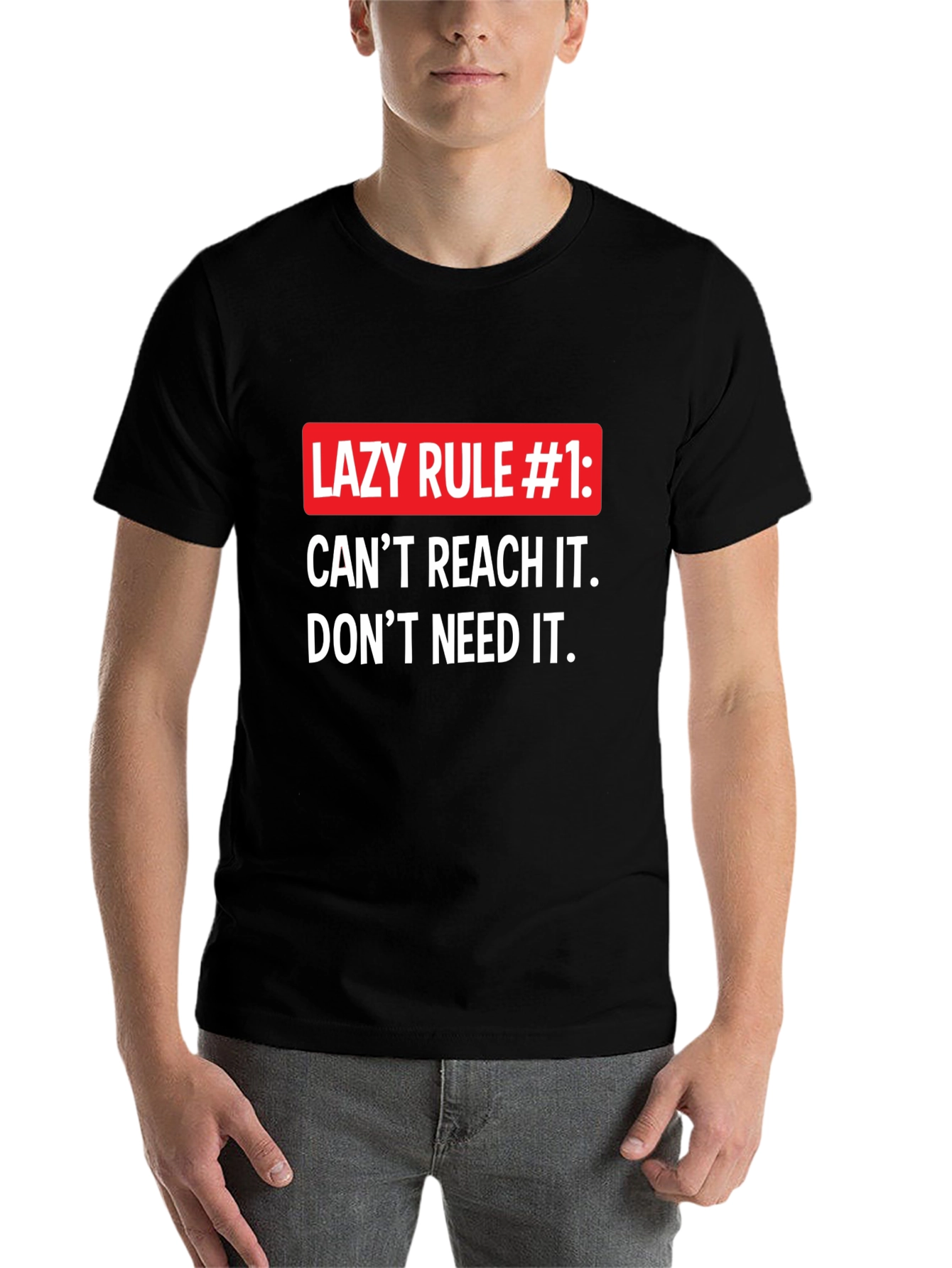 Black Lazy Rule #1 Graphic Tee - Funny Slogan T-Shirt view 7