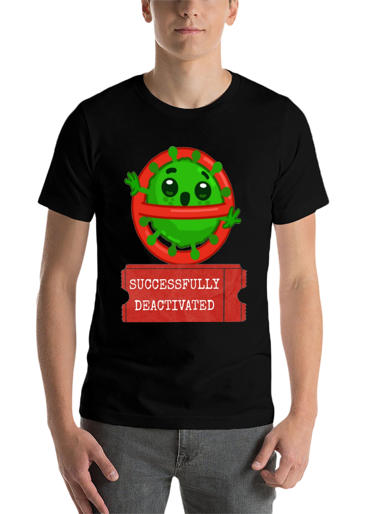 Black Successfully Deactivated Virus Graphic Tee view 7
