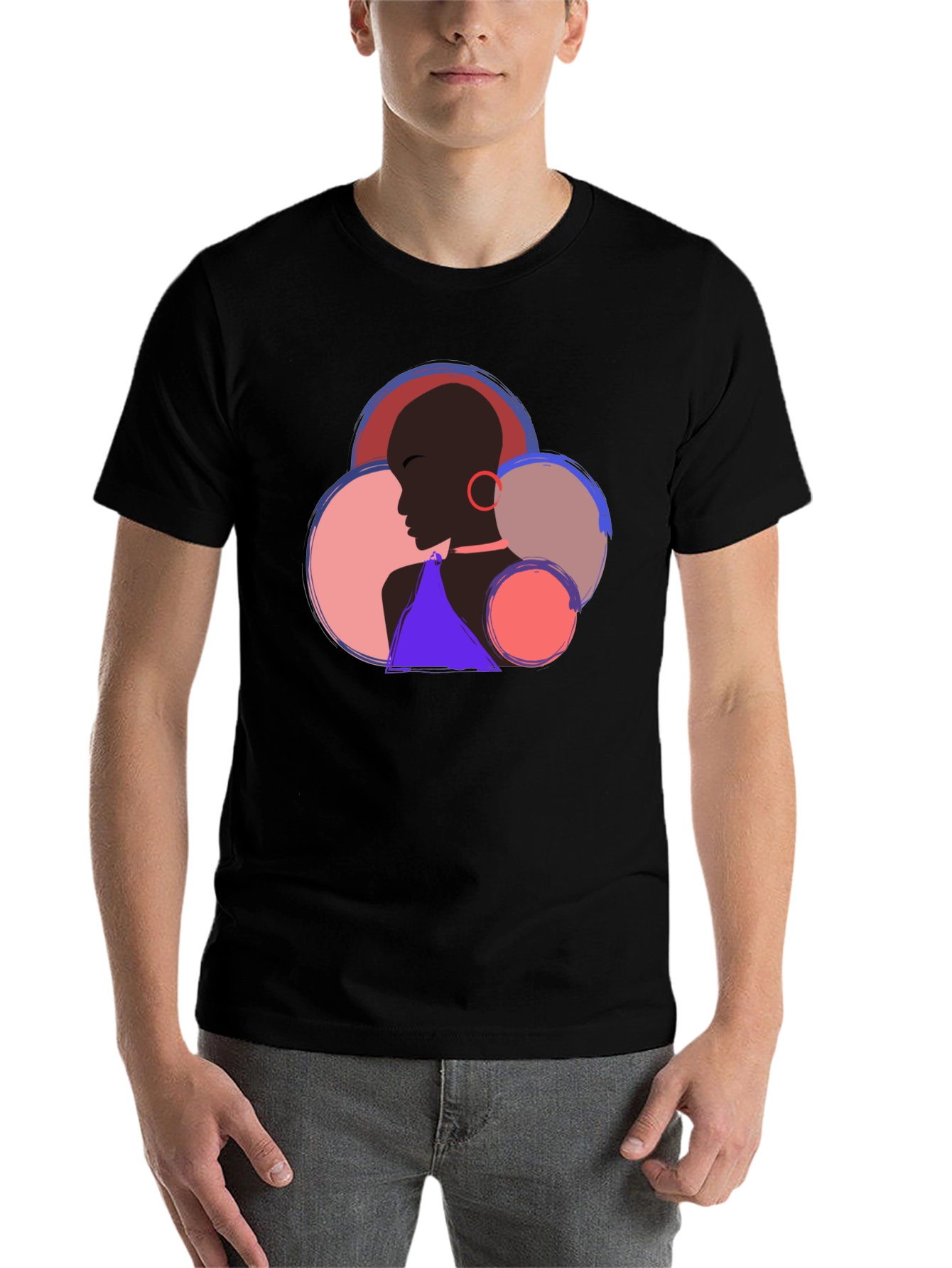 Black Abstract Woman Portrait Graphic T-Shirt view 7