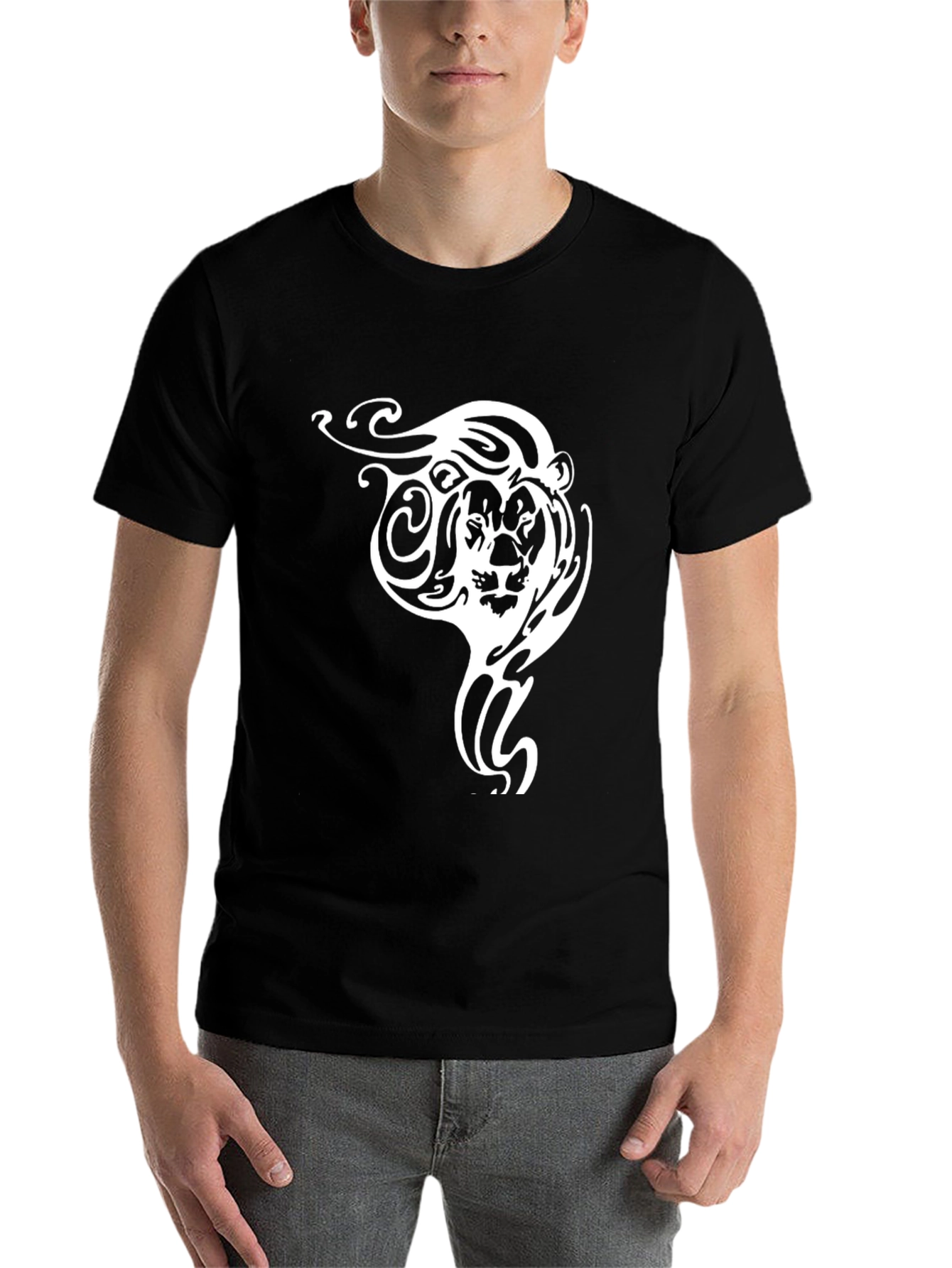 Black Lion Tribal Graphic Tee - Black view 7