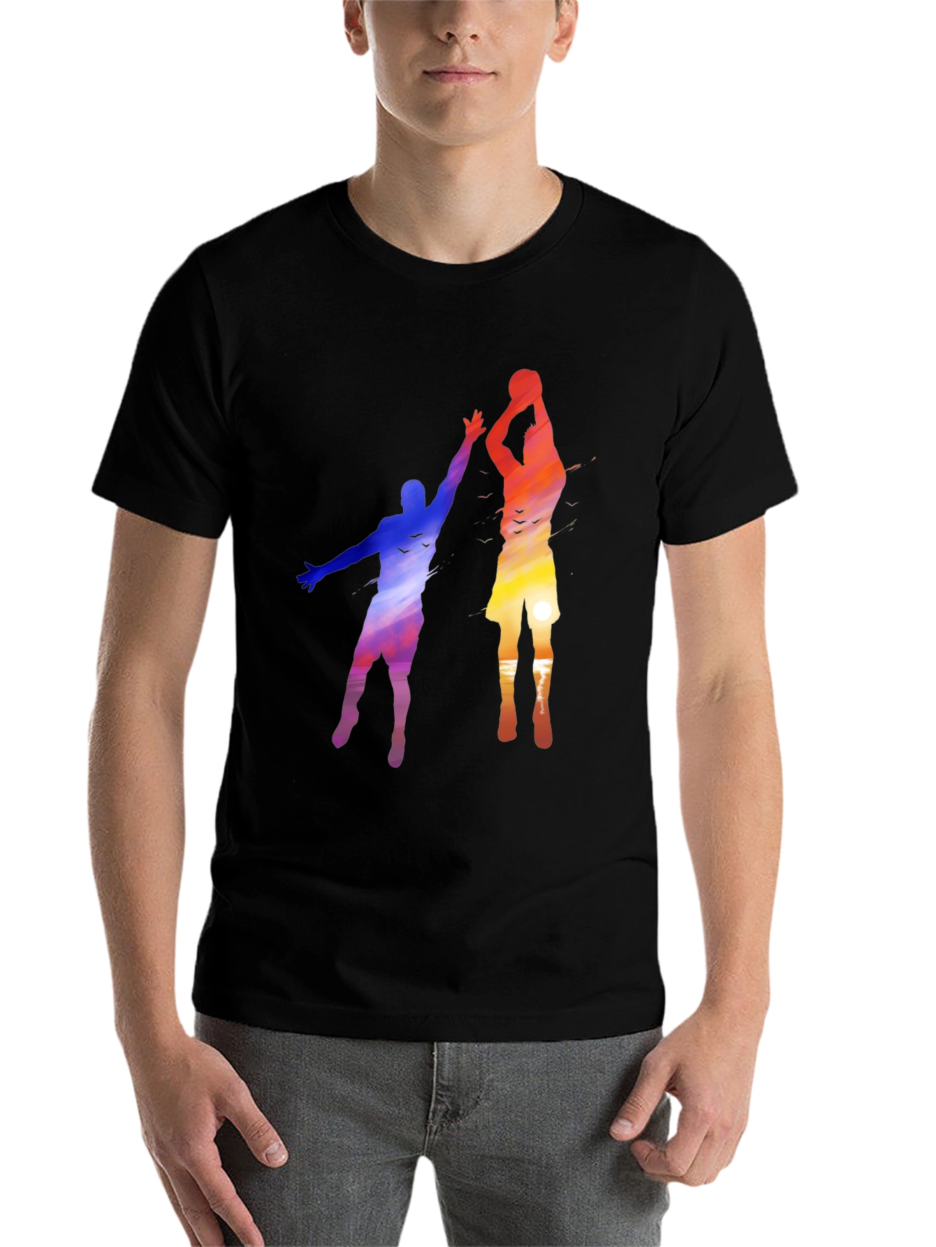 Black Sunset Basketball Graphic Tee view 7
