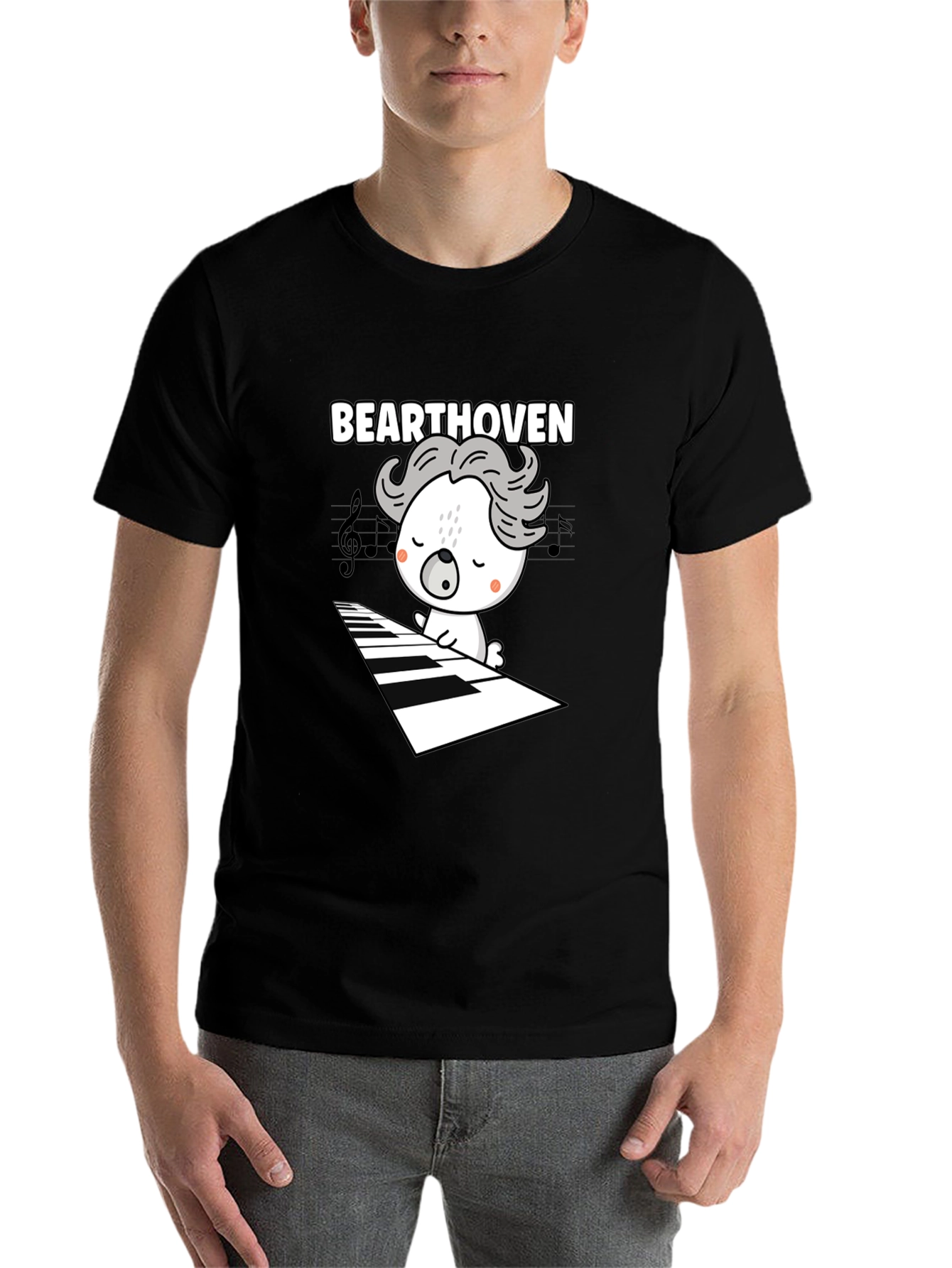 Black Bearthoven Piano T-Shirt view 7
