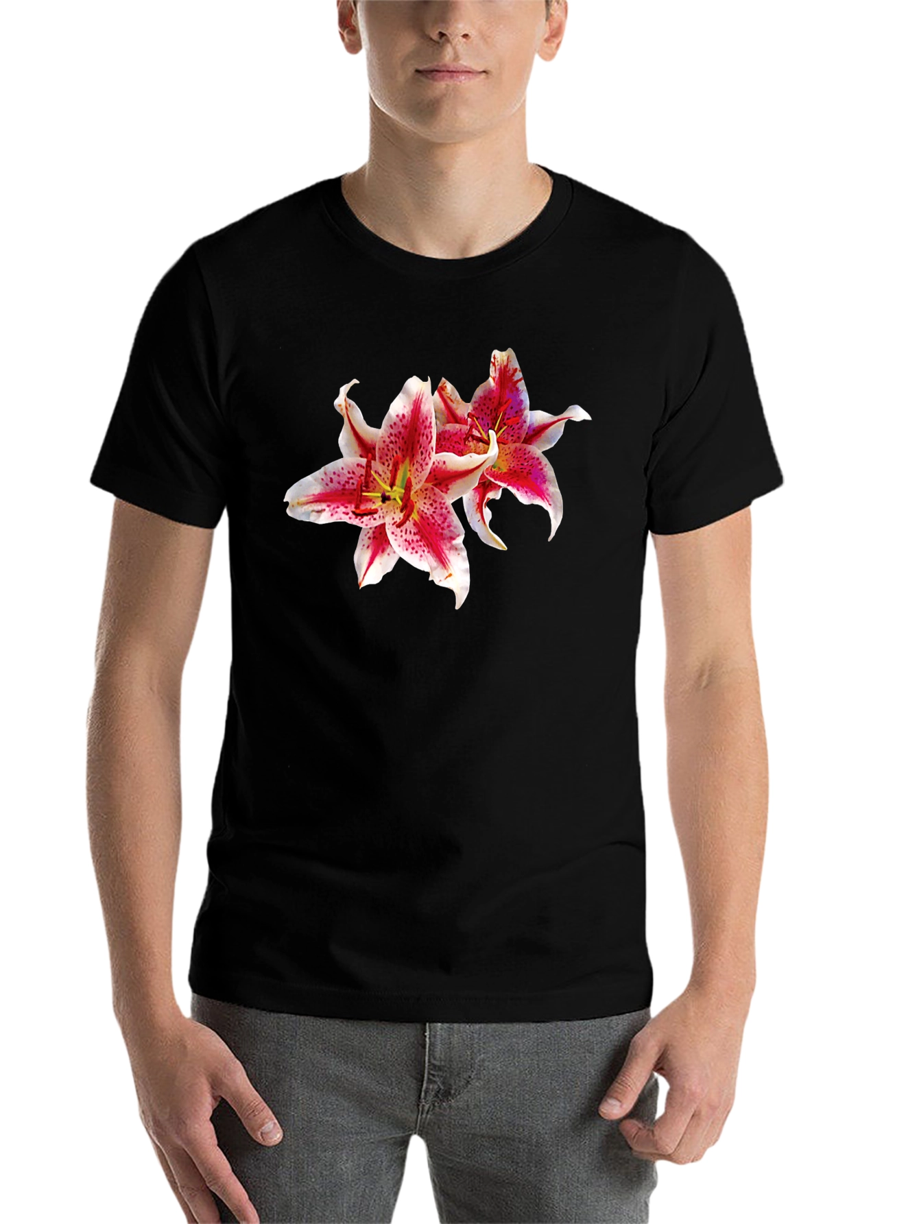 Black Floral Lily Graphic Black T-Shirt view 7