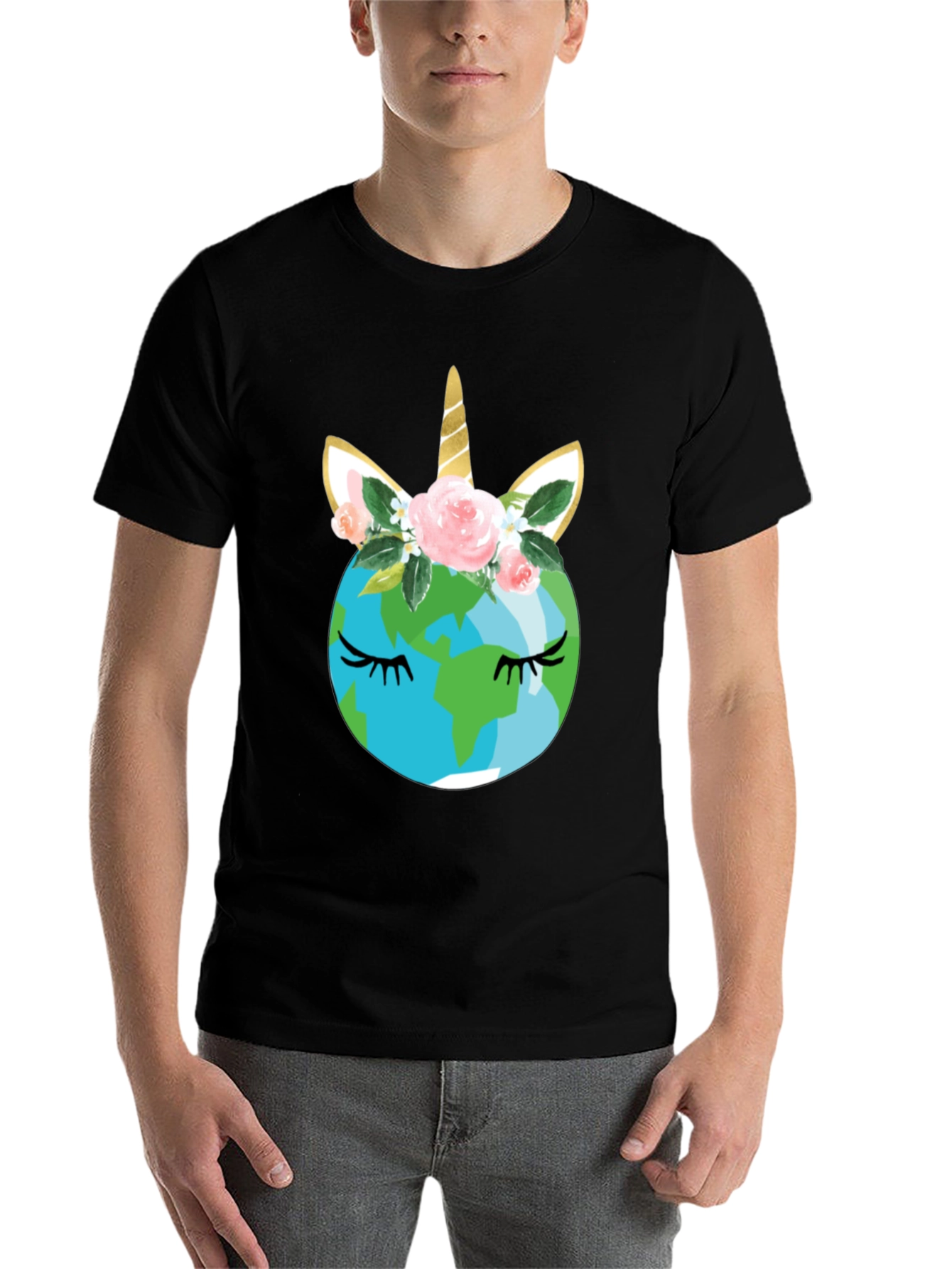 Earth Unicorn Graphic Tee - Black Unisex T-Shirt - 7