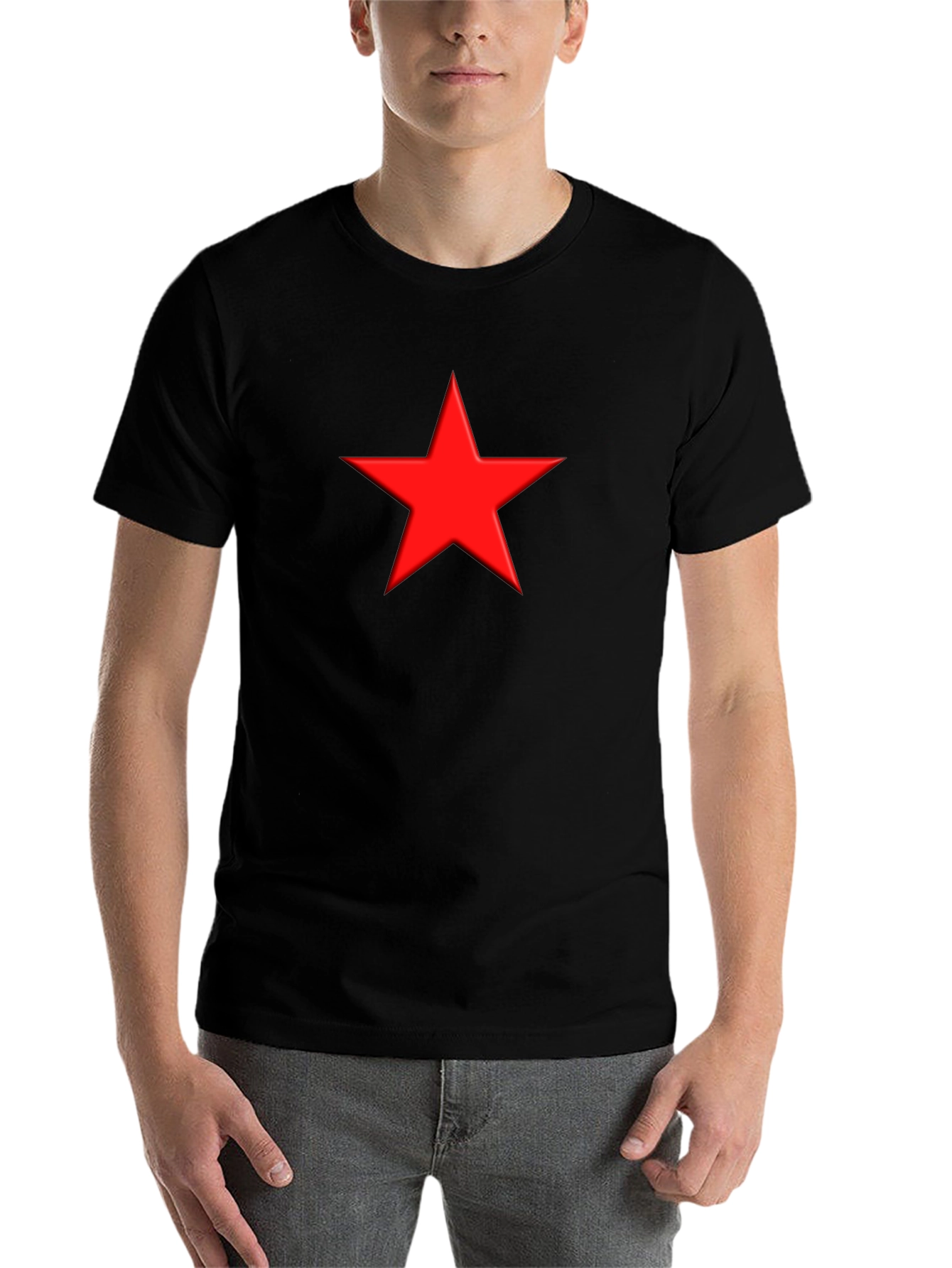 Black Red Star Graphic Black T-Shirt view 7