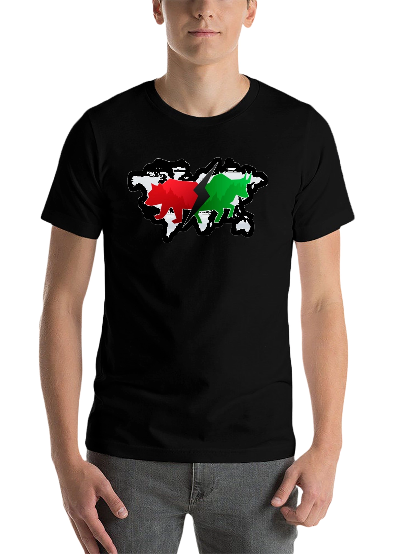 Black Bulls & Bears T-Shirt - Global Market Design view 7