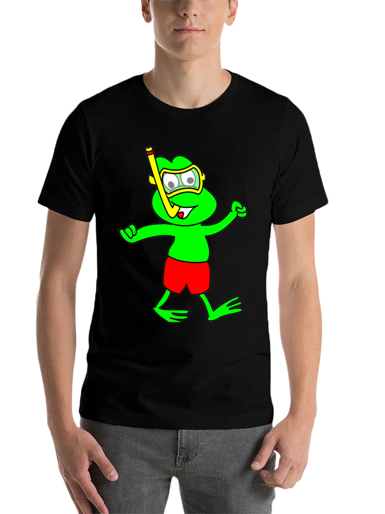 Black Frog Snorkel T-Shirt - Funny Summer Tee view 7