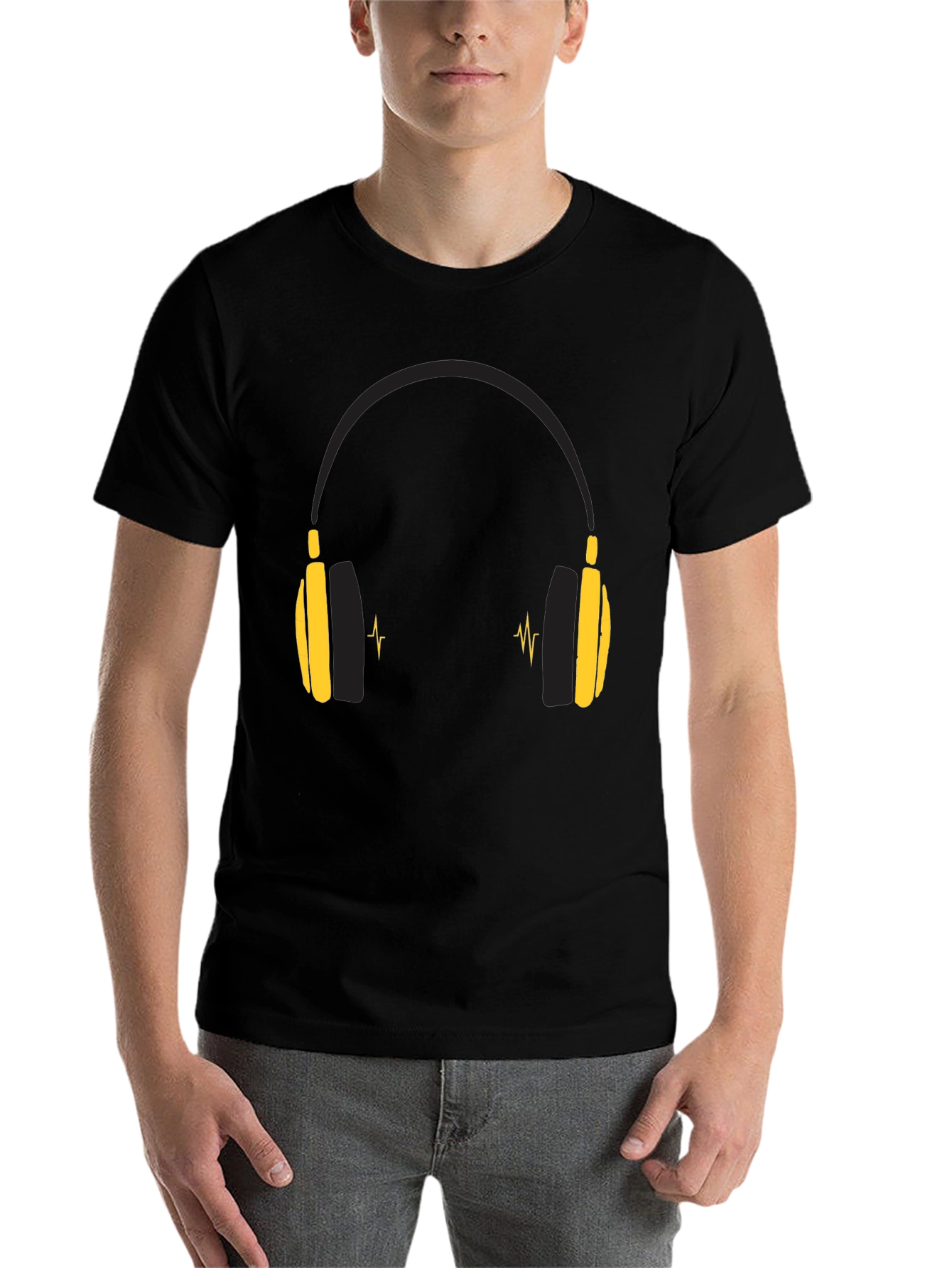Black Headphone Graphic Tee - Music Lover Shirt view 7