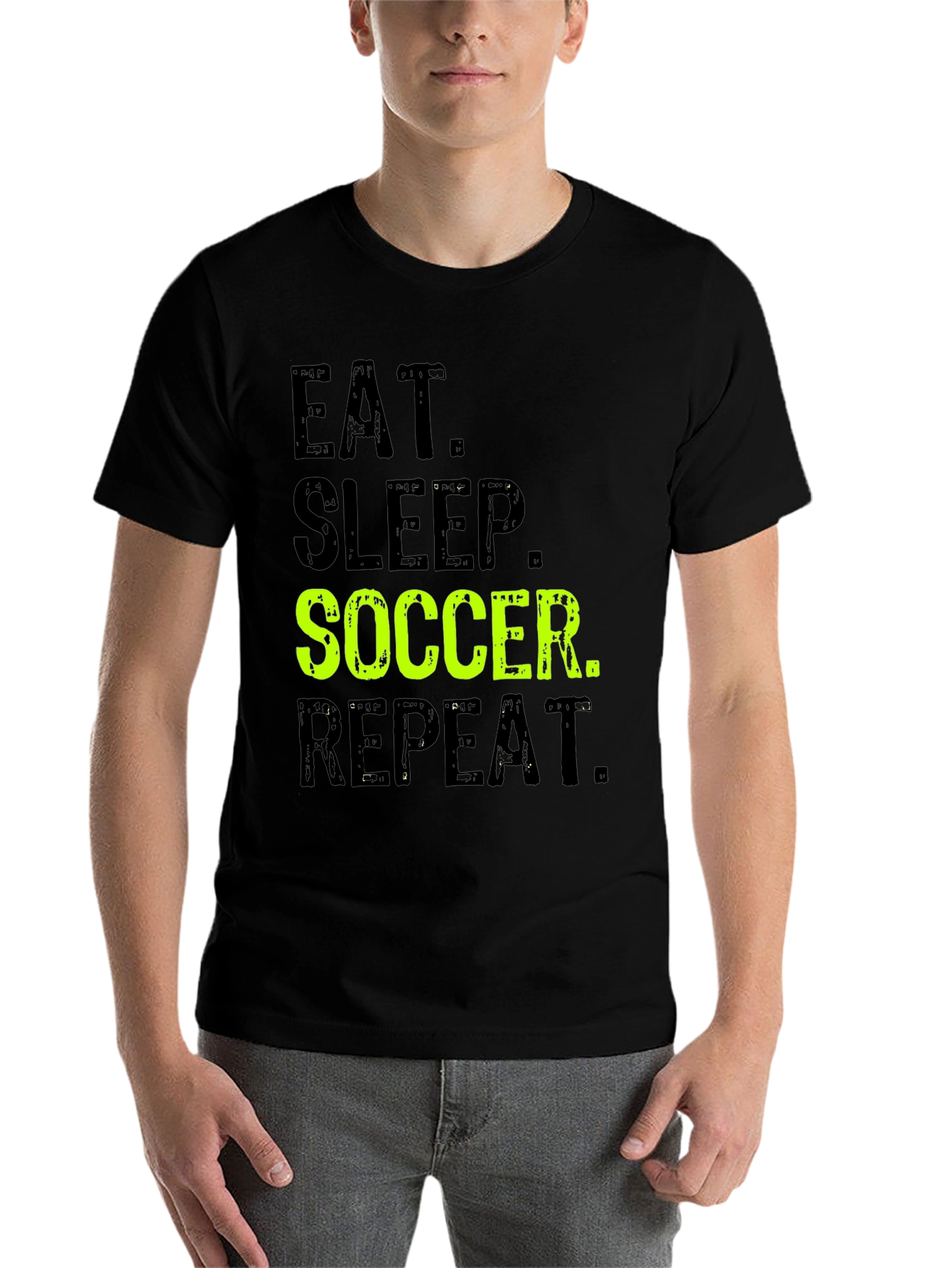 Black Eat Sleep Soccer Repeat Graphic T-Shirt view 7